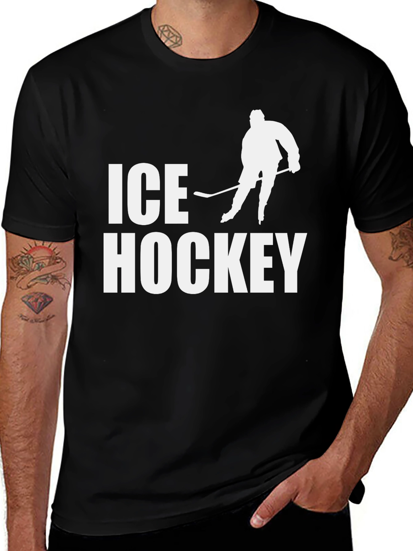 Variant 12 of Ice Hockey Graphic Tee - Black Cotton T-Shirt