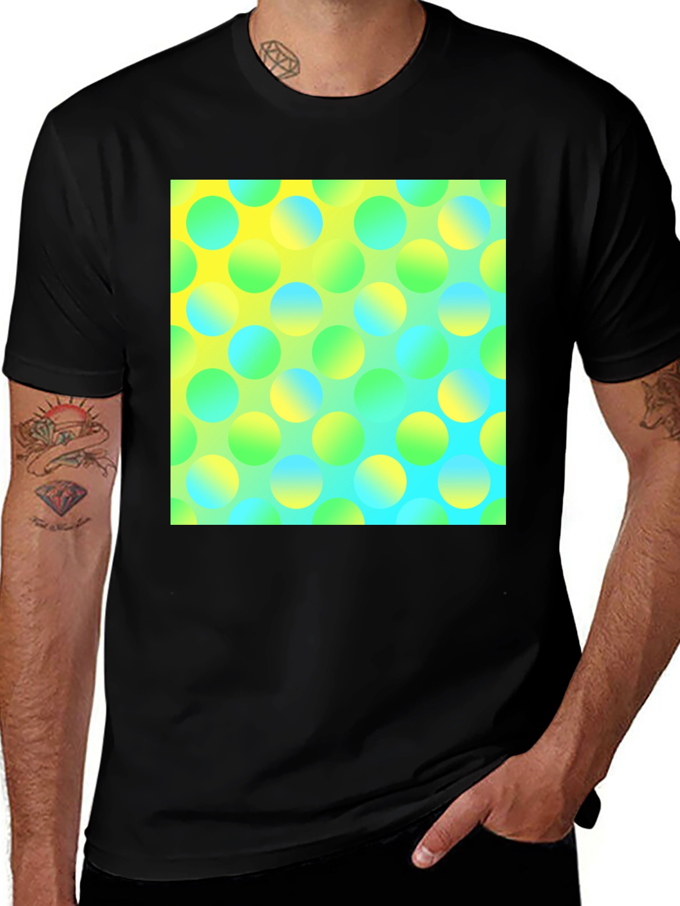 Variant 6 of Vibrant Polka Dot Graphic Tee - Modern Design