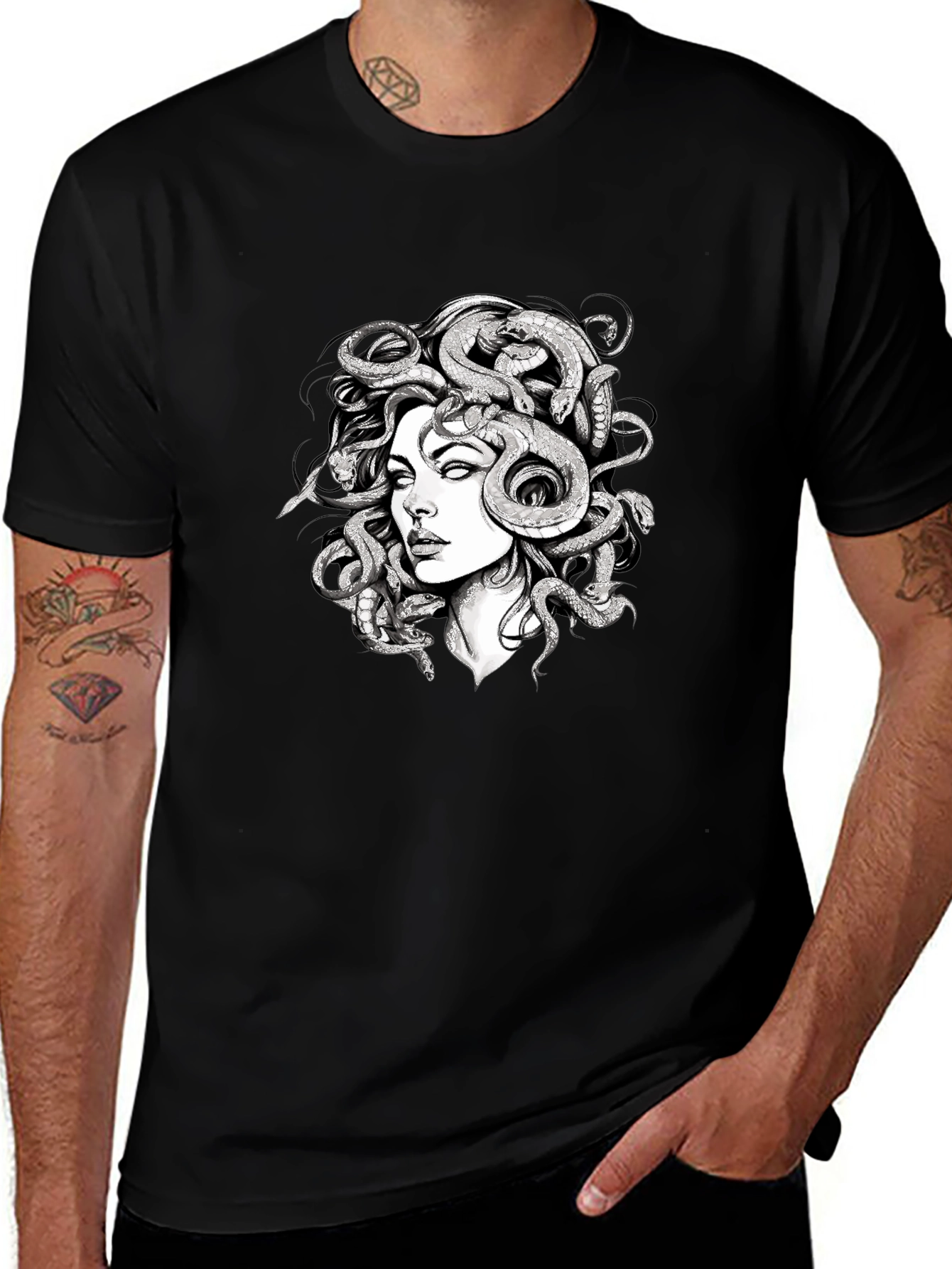Variant 7 of Medusa Graphic Tee - Stylish Snake Hair Design