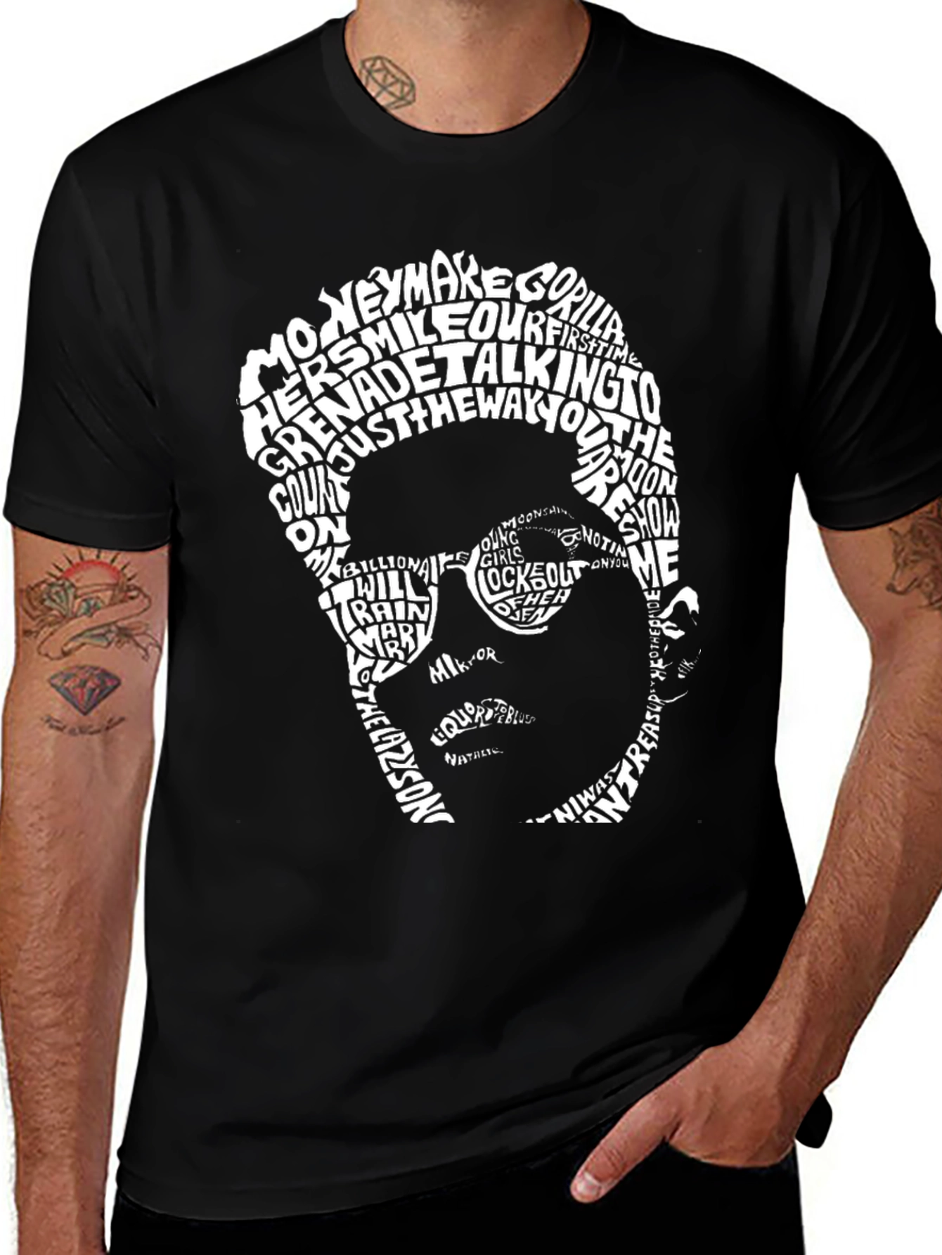 Variant 24 of Typography Portrait Graphic Tee - Black