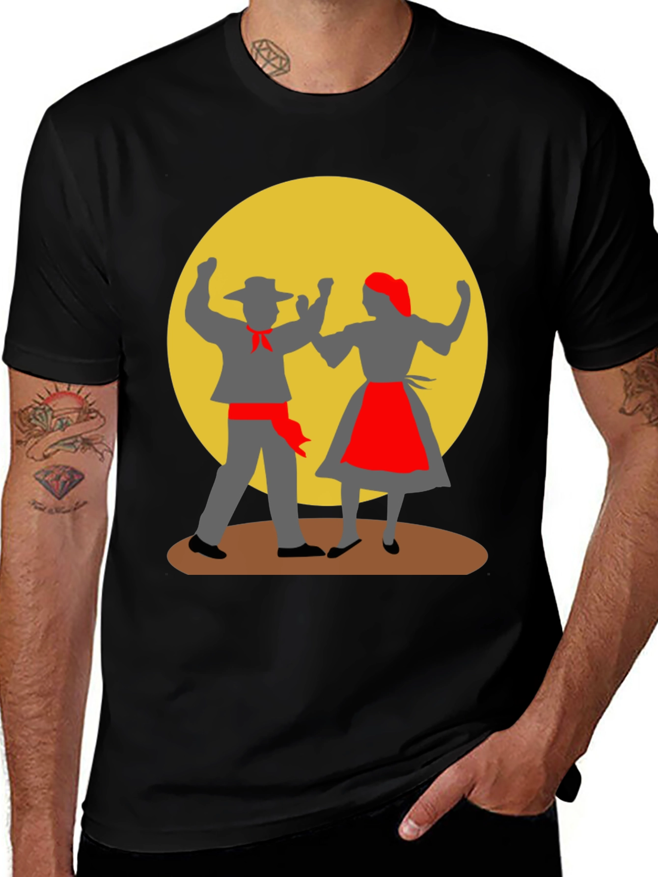 Variant 11 of Dancing Couple Graphic Tee - Black Cotton Comfort