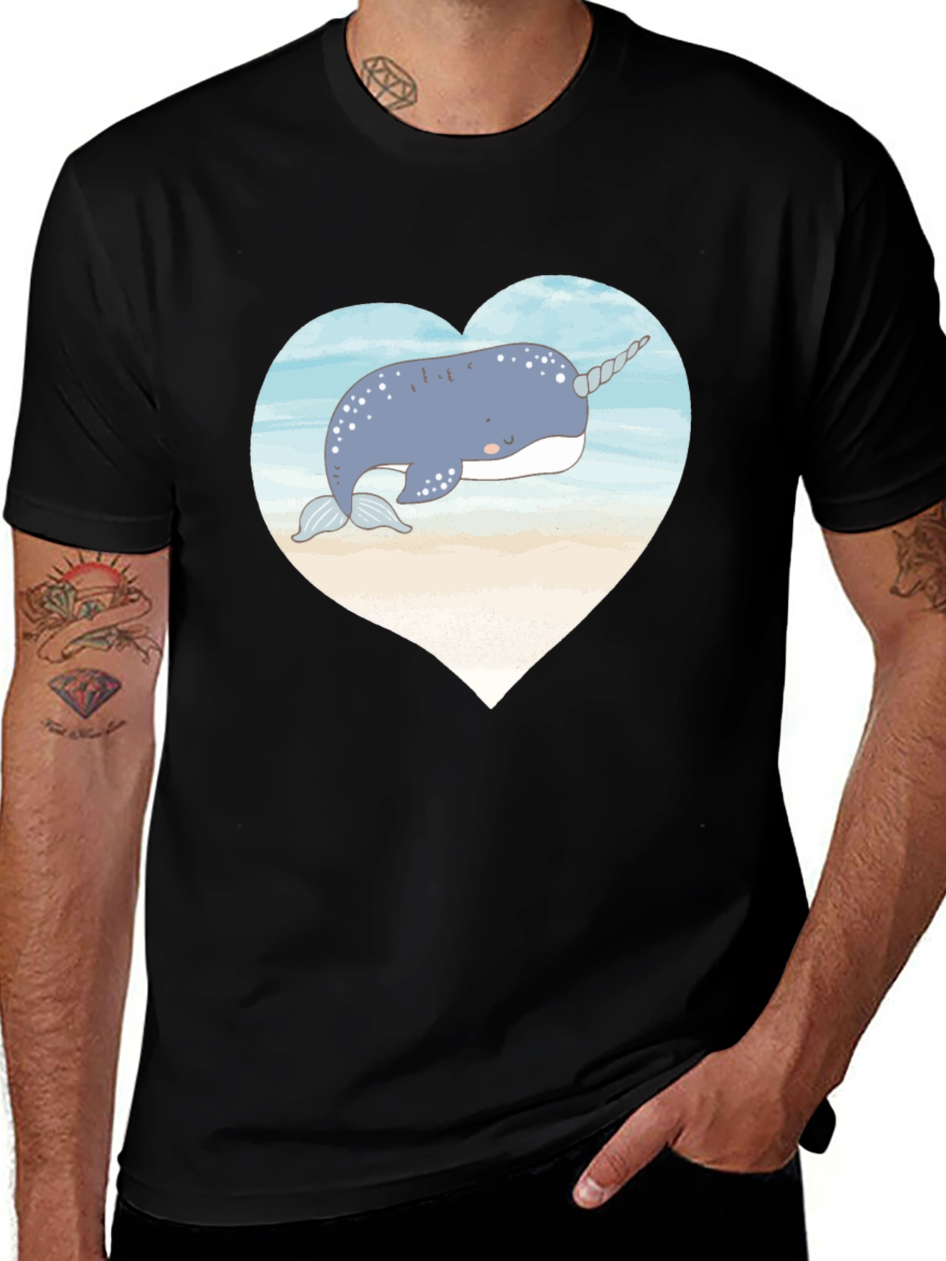 Variant 19 of Narwhal Heart Graphic Tee