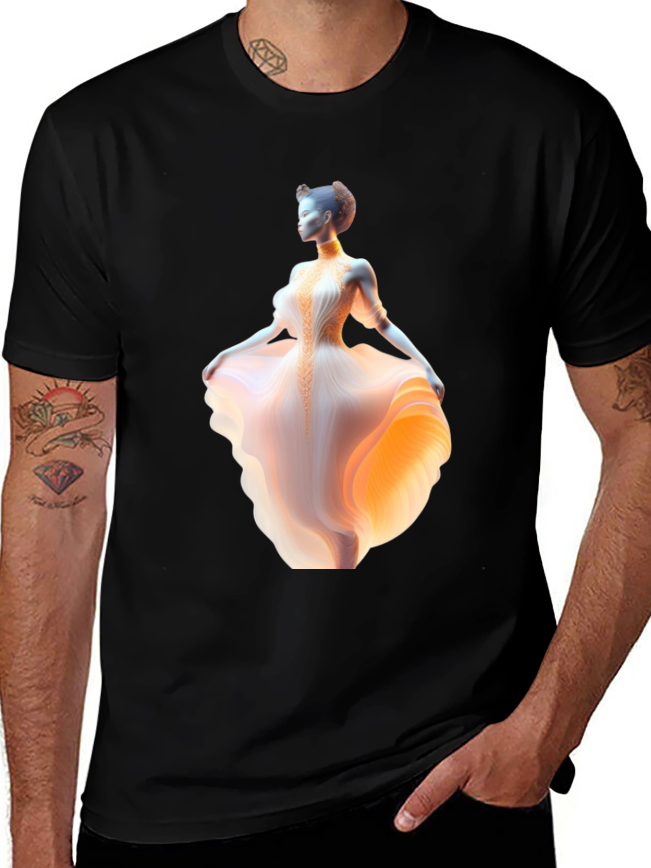 Variant 4 of Elegant Woman Graphic Black T-Shirt