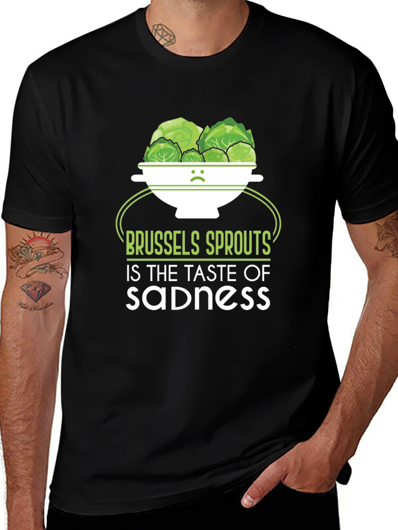 Sad Brussels Sprouts Graphic Tee - Funny Vegetable T-Shirt
