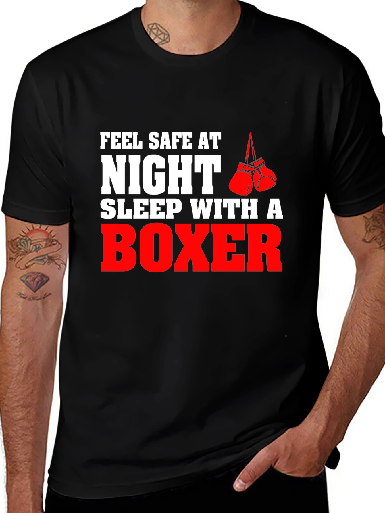 Variant 18 of Feel Safe At Night Boxer Graphic Tee