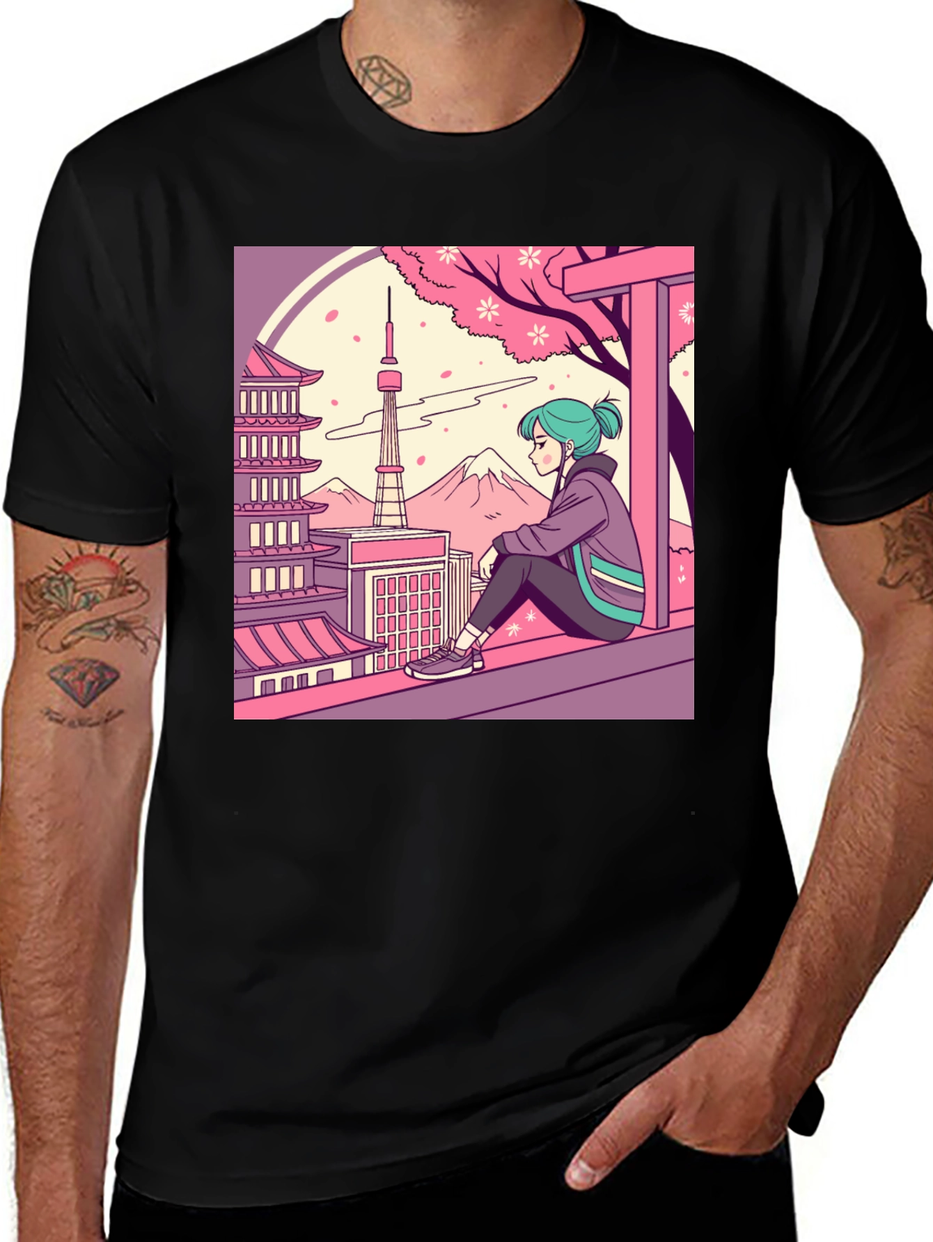 Anime Girl Tokyo Scene Graphic Tee