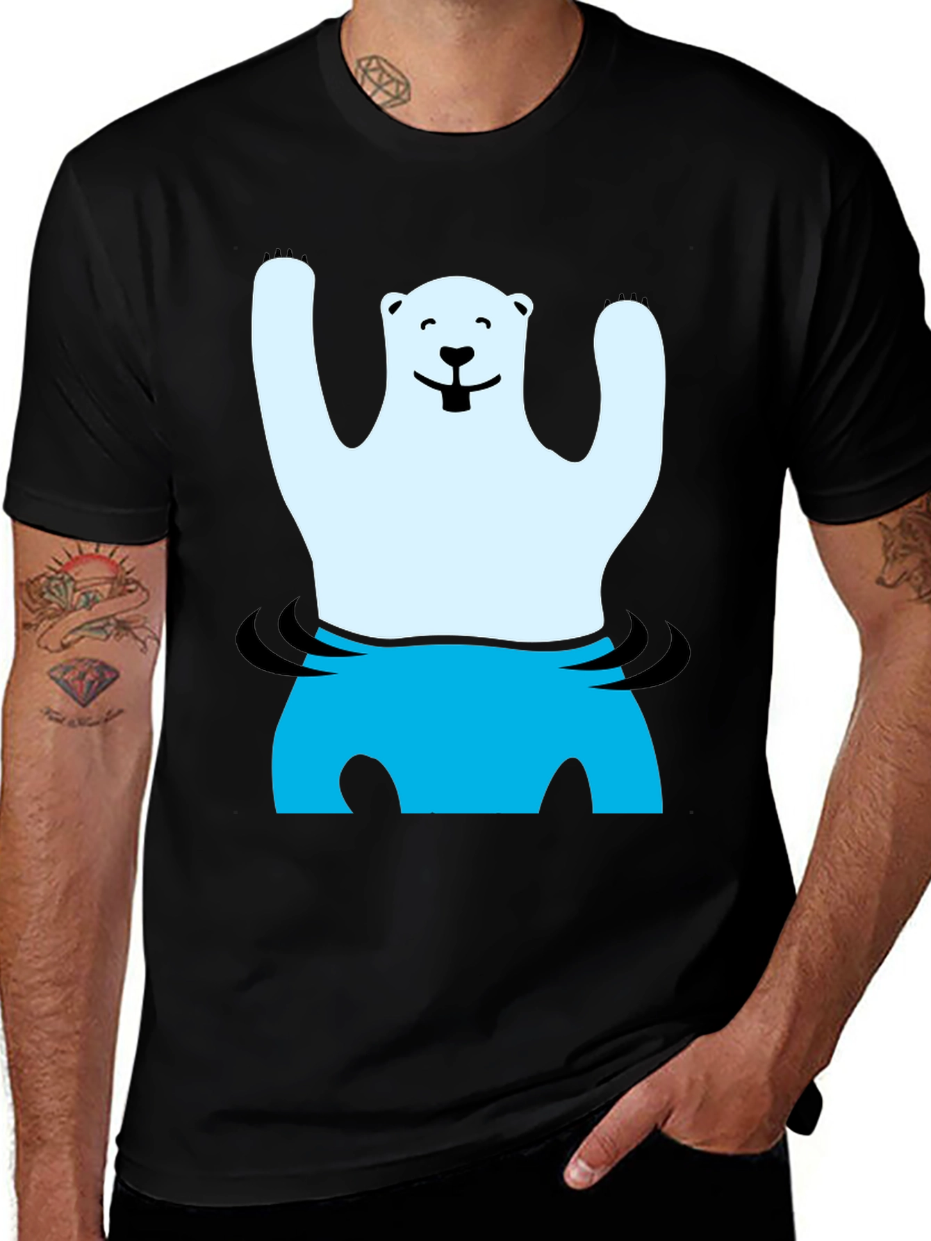 Black Polar Bear in Water Graphic Tee main image