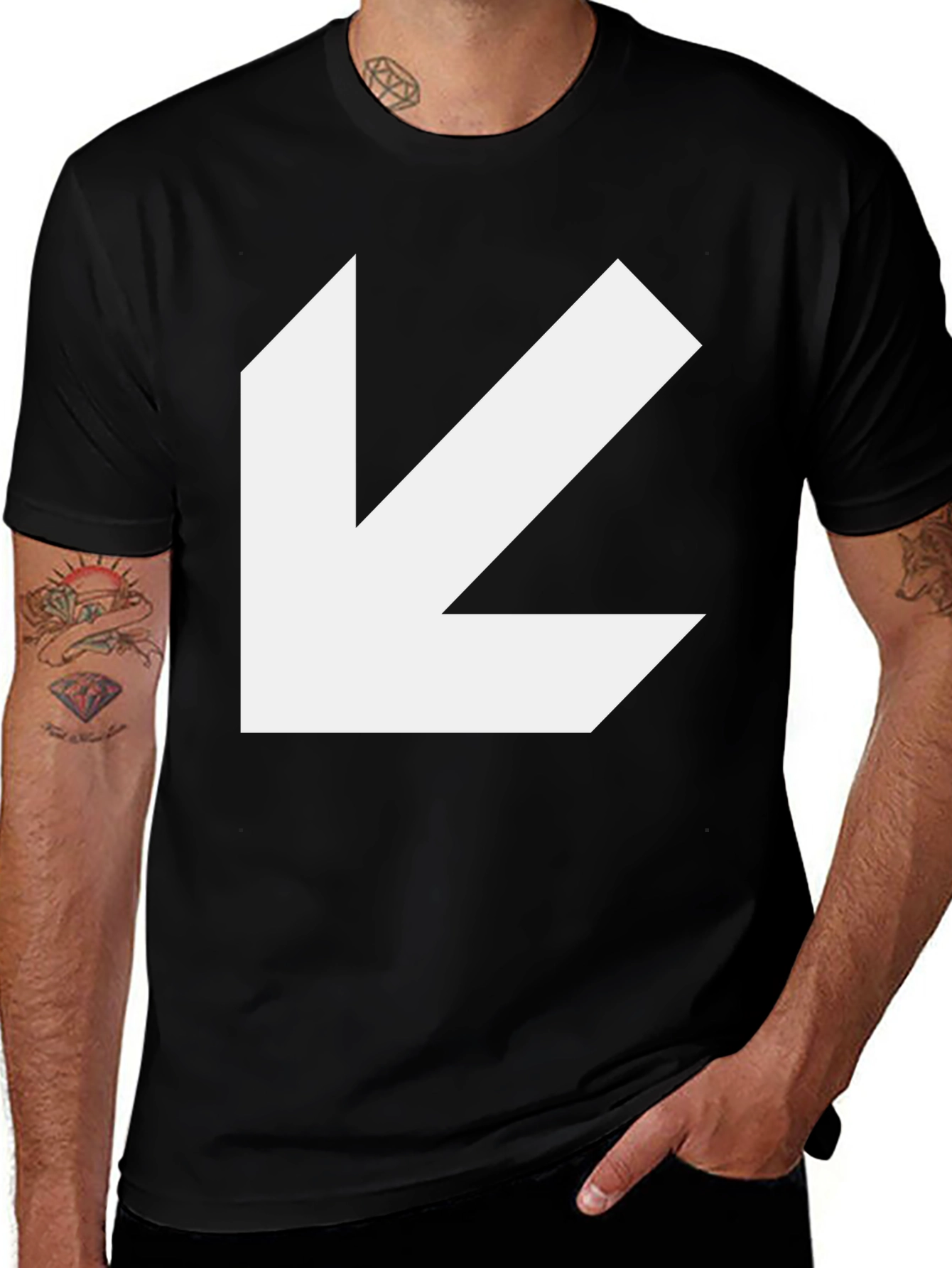 Variant 12 of Bold Arrow Graphic Tee - Black Casual Style