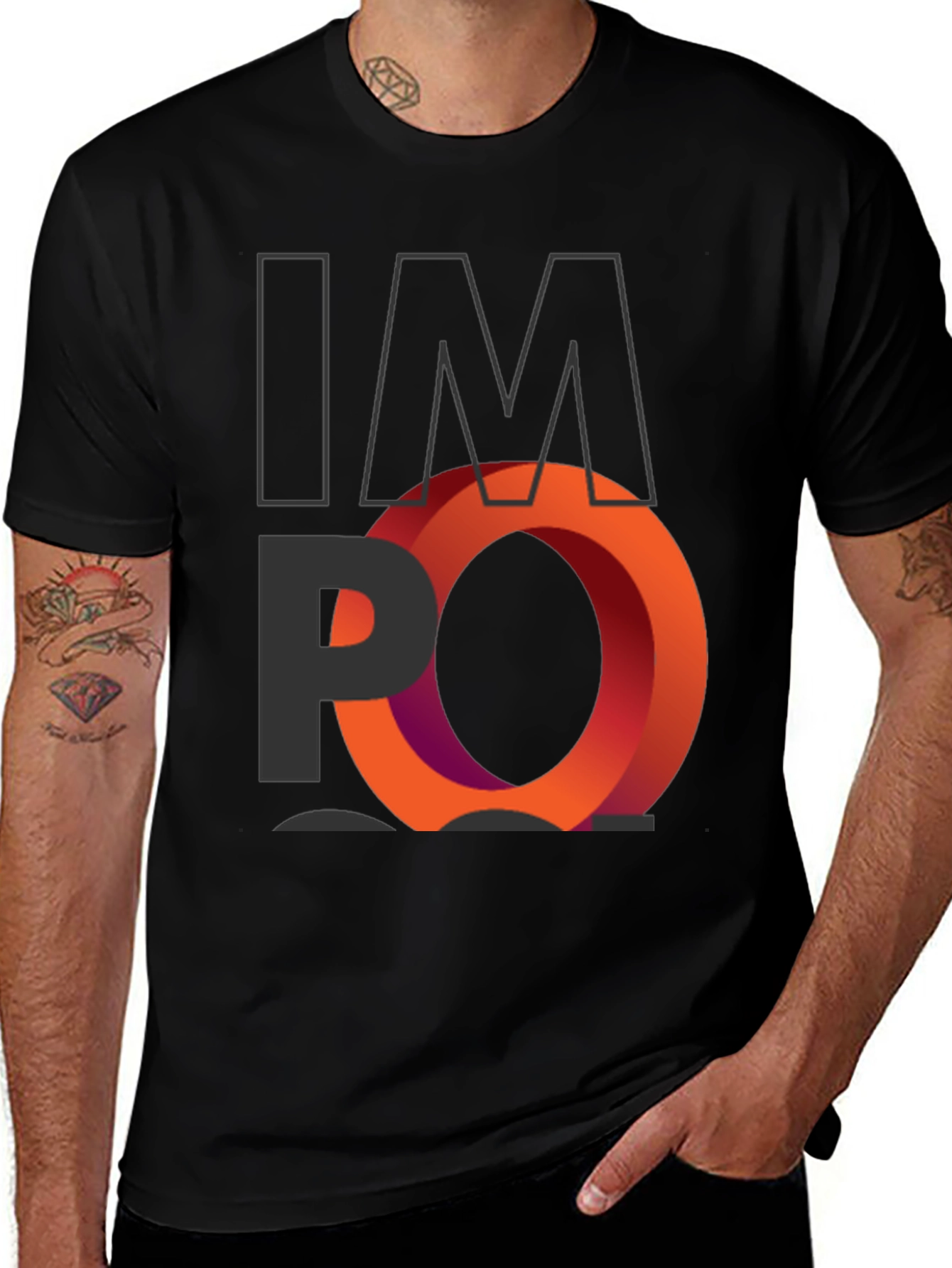 Variant 11 of Impossible Orange Ring Graphic Black T-Shirt
