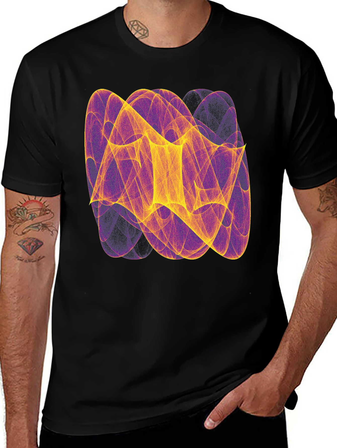 Variant 23 of Abstract Graphic Print Black T-Shirt