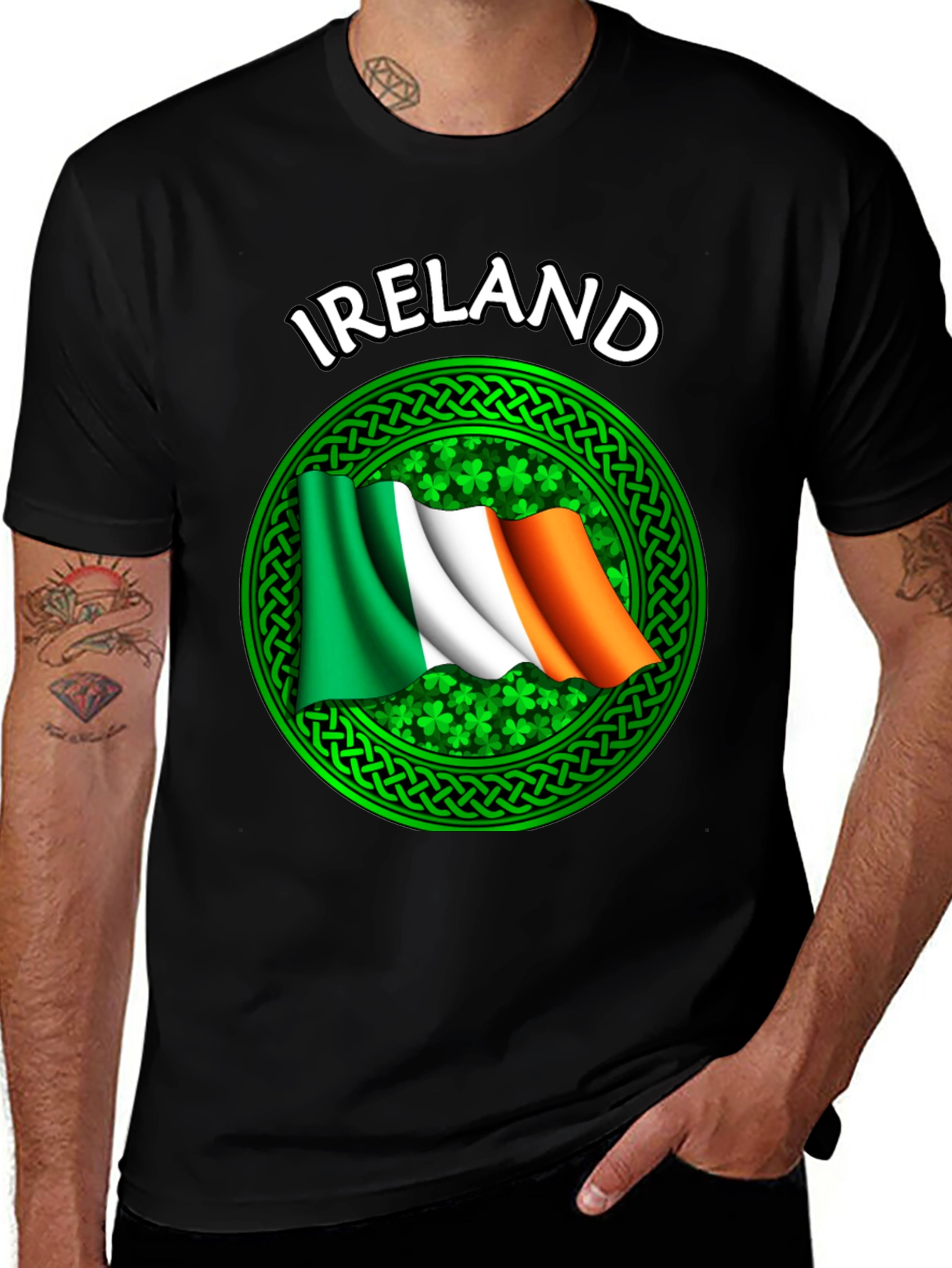Ireland Flag T-Shirt - Shamrock Celtic Design