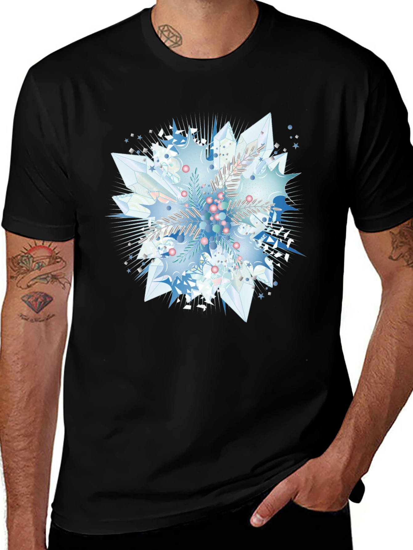 Variant 20 of Icy Snowflake Graphic Tee - Black