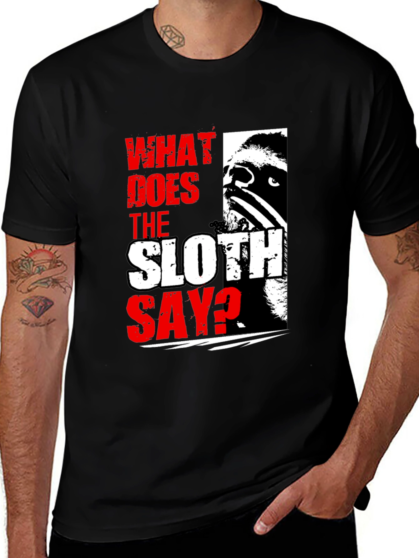 Variant 27 of What Does The Sloth Say? Graphic Tee - Black