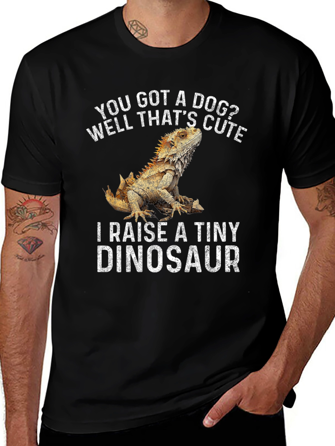 Variant 11 of Funny "Tiny Dinosaur" Lizard Graphic Tee