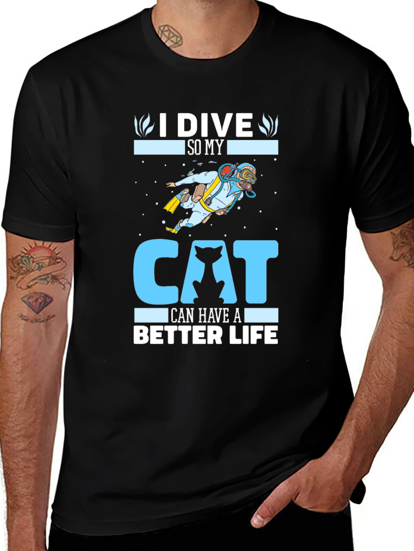 Black I Dive So My Cat Can Have A Better Life T-Shirt main image