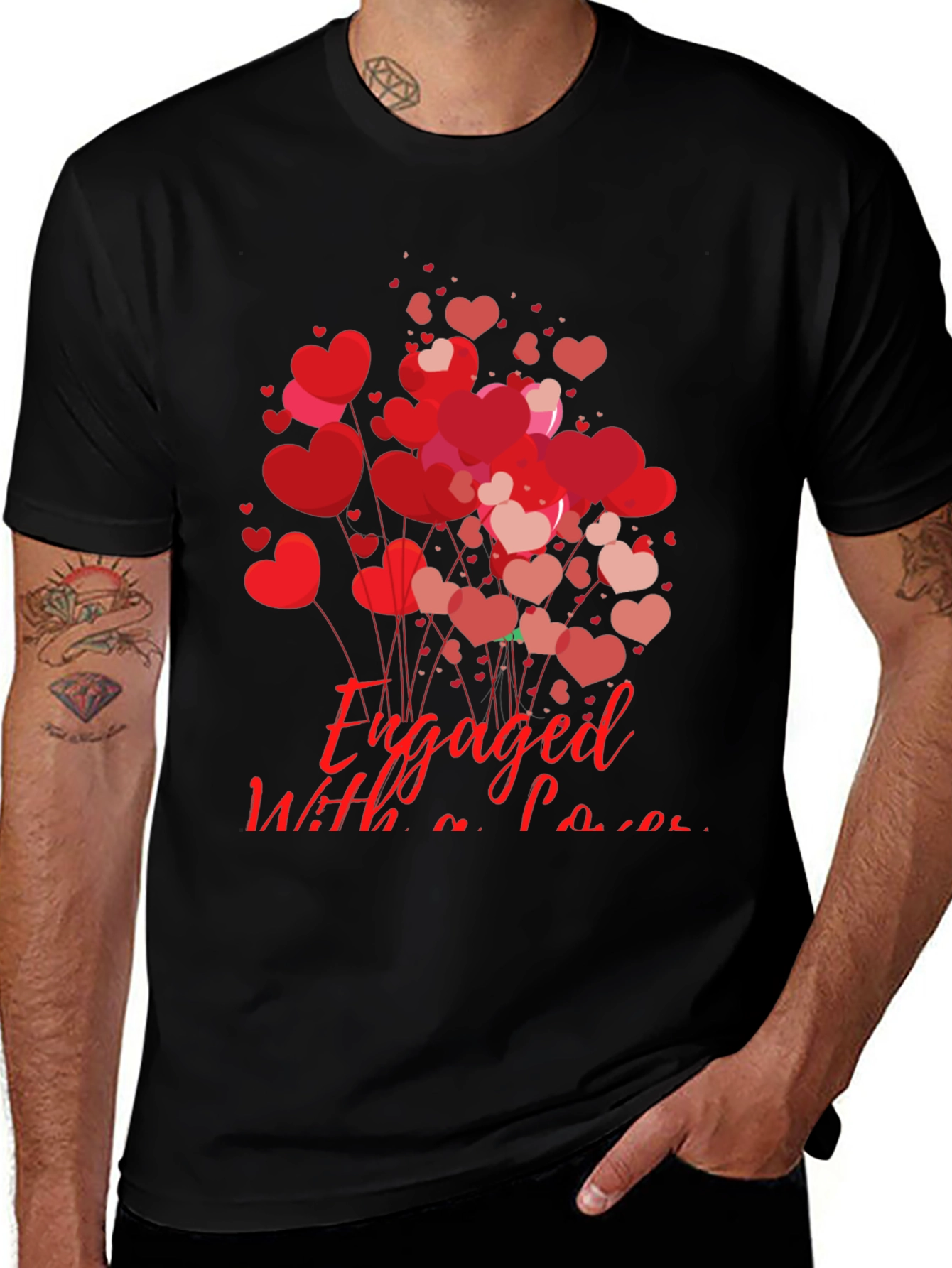 Variant 17 of Engaged With a Lover T-Shirt, Heart Balloons