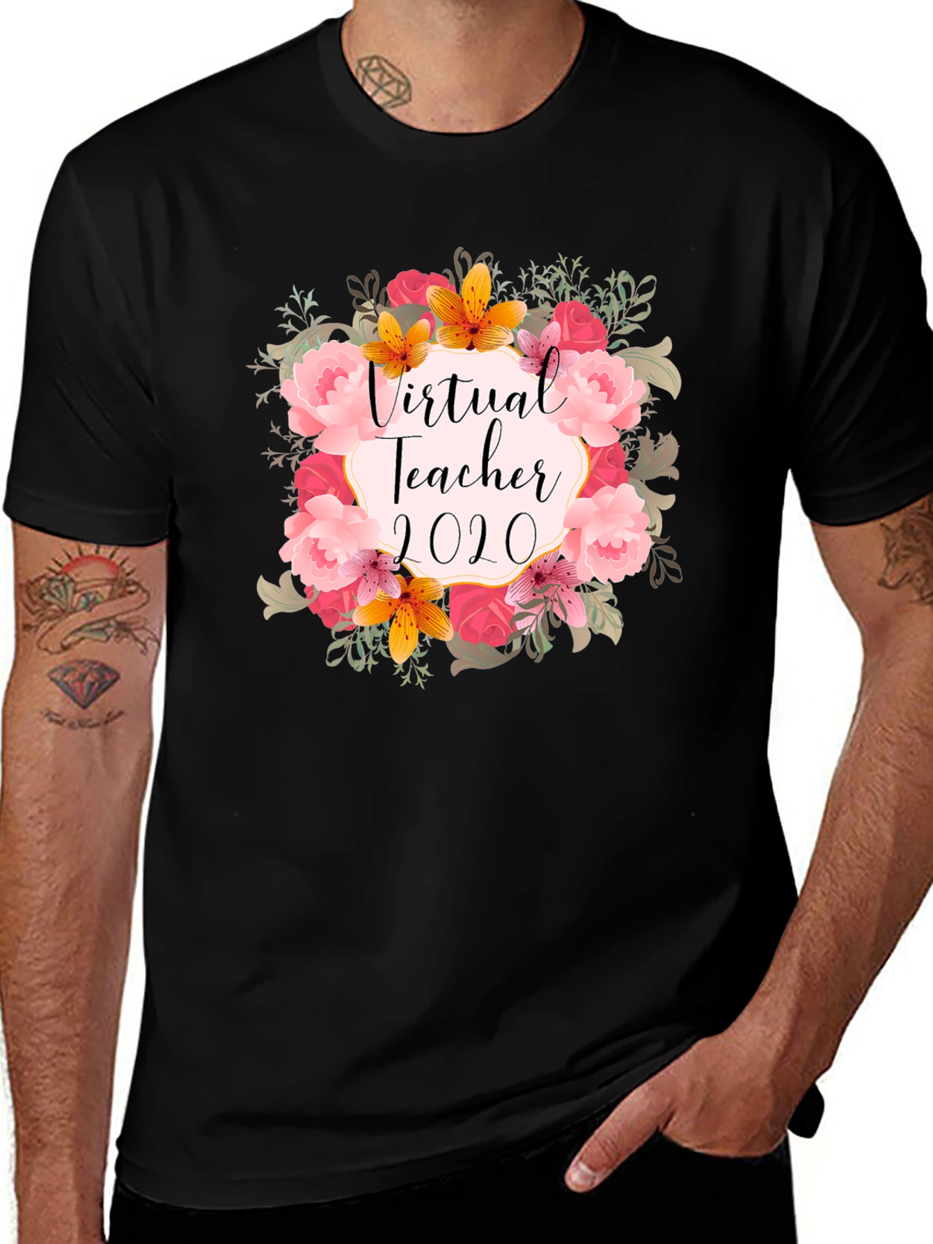 Variant 19 of Virtual Teacher 2020 Floral T-Shirt