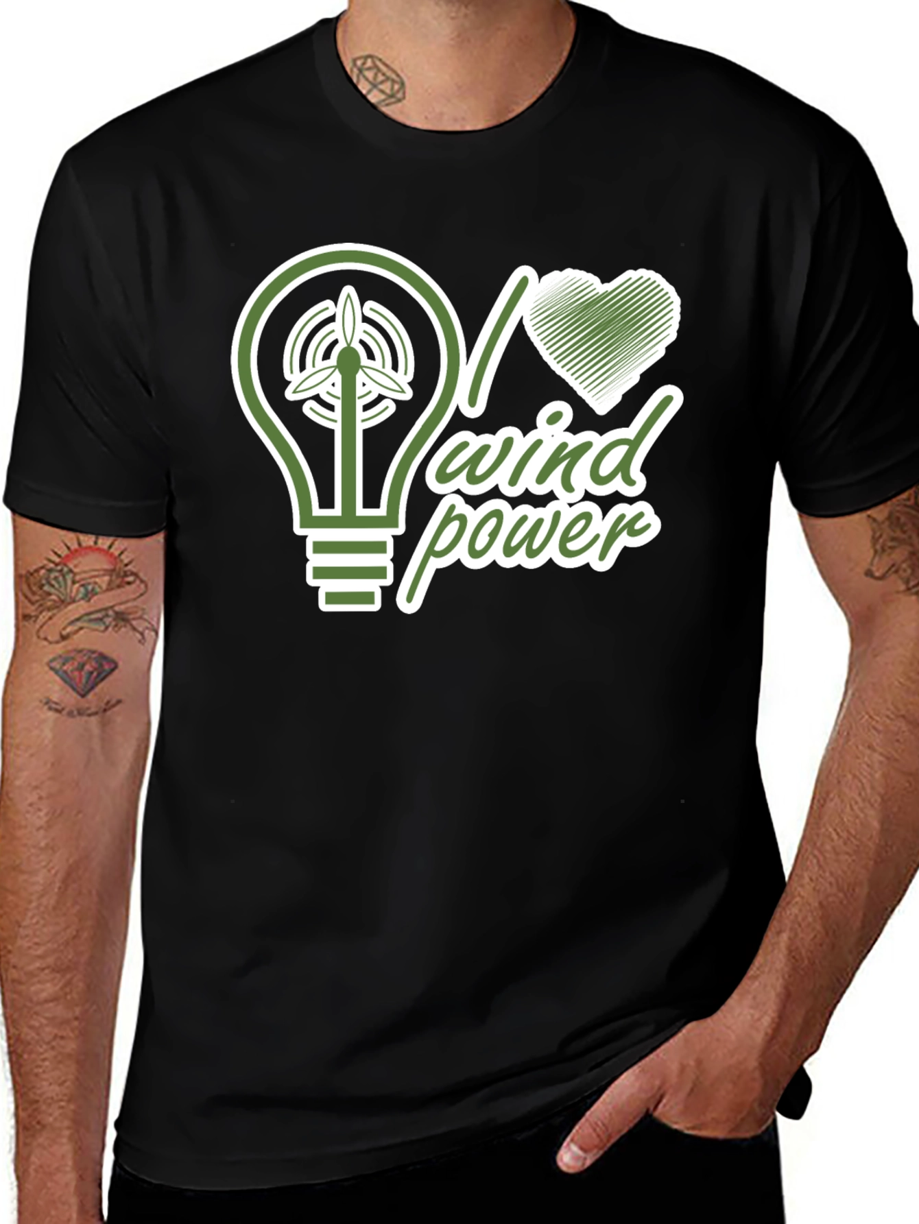 I Love Wind Power Black T-Shirt