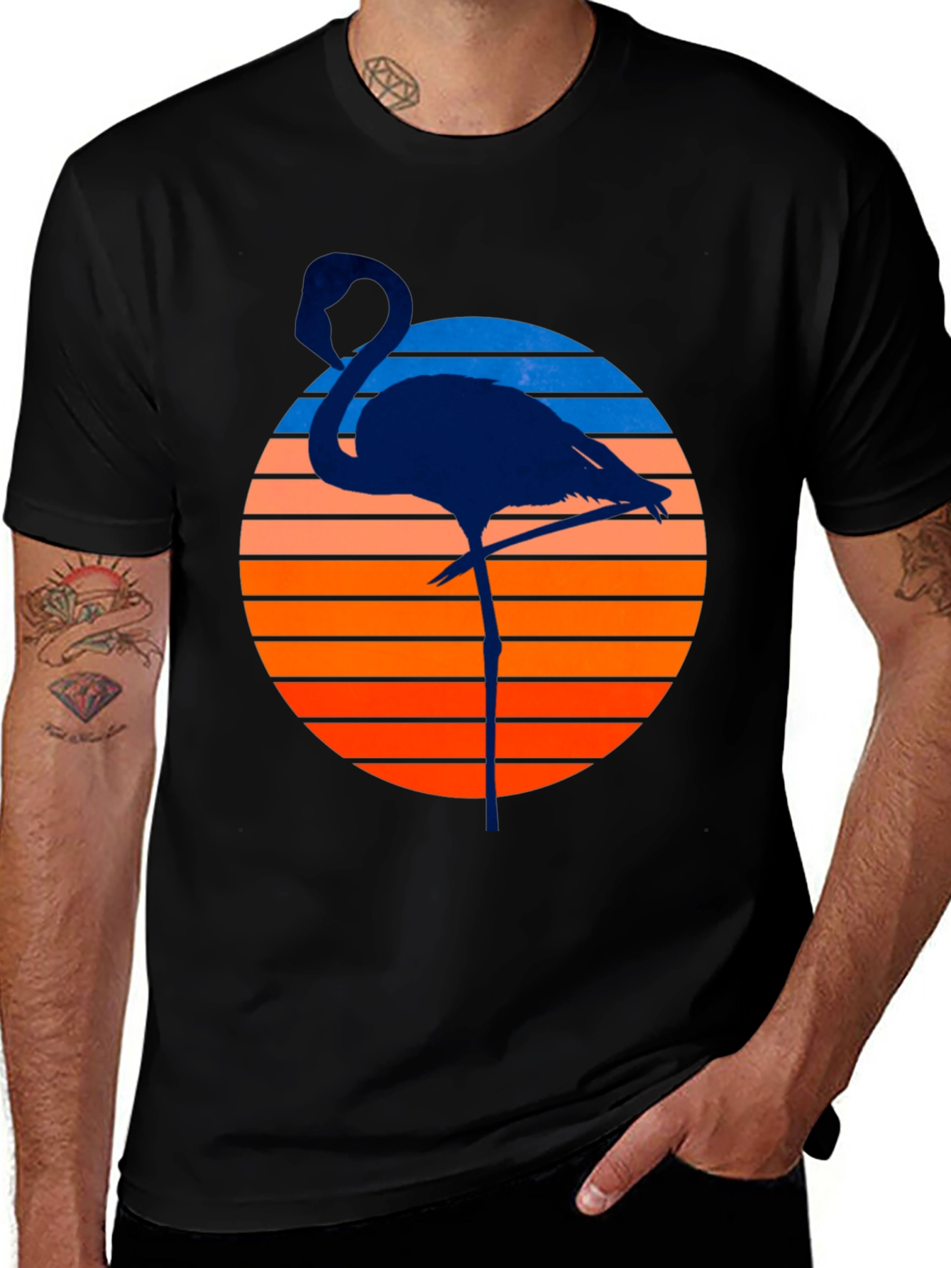 Retro Flamingo Sunset Graphic Tee - Unisex
