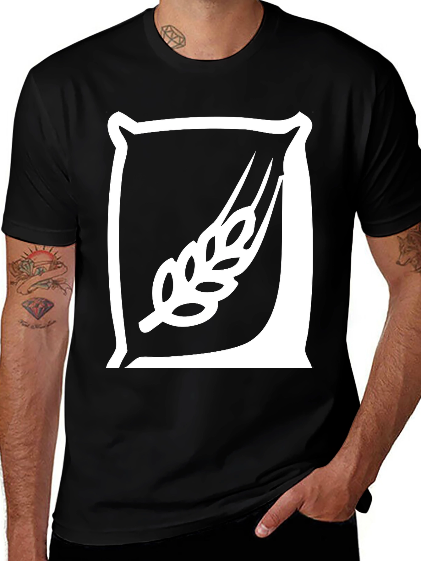 Variant 26 of Wheat Sack Graphic Tee - Black Cotton T-Shirt