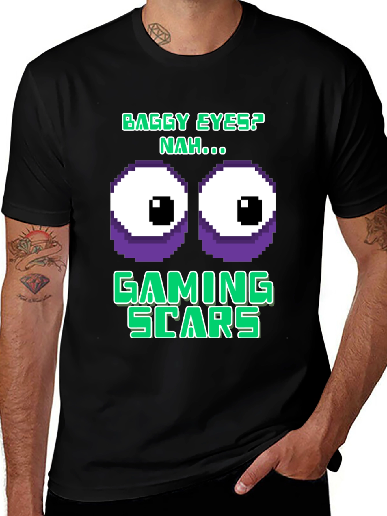 Variant 13 of Gamer T-Shirt - Baggy Eyes? Gaming Scars