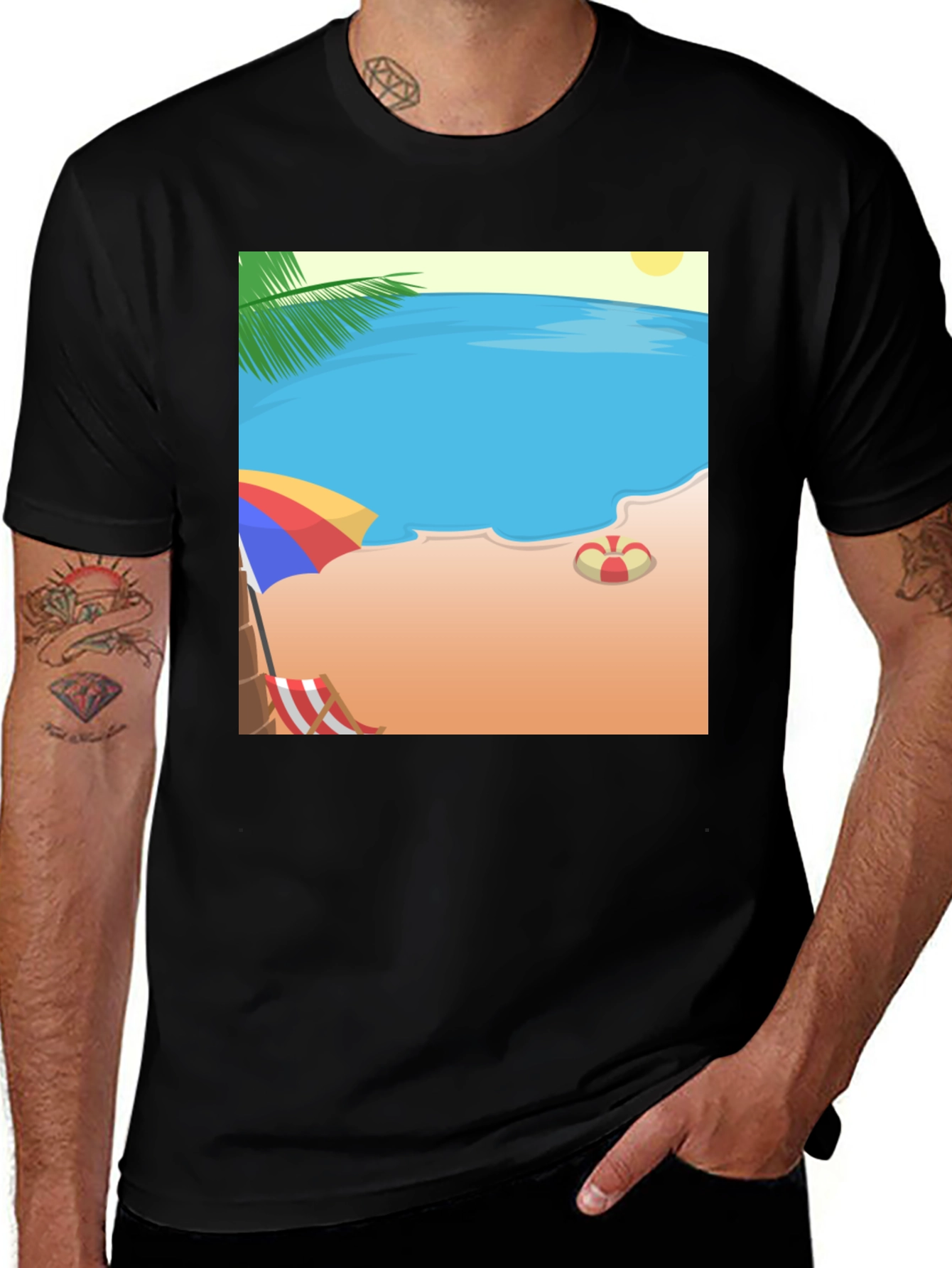 Variant 4 of Beach Cartoon Graphic T-Shirt
