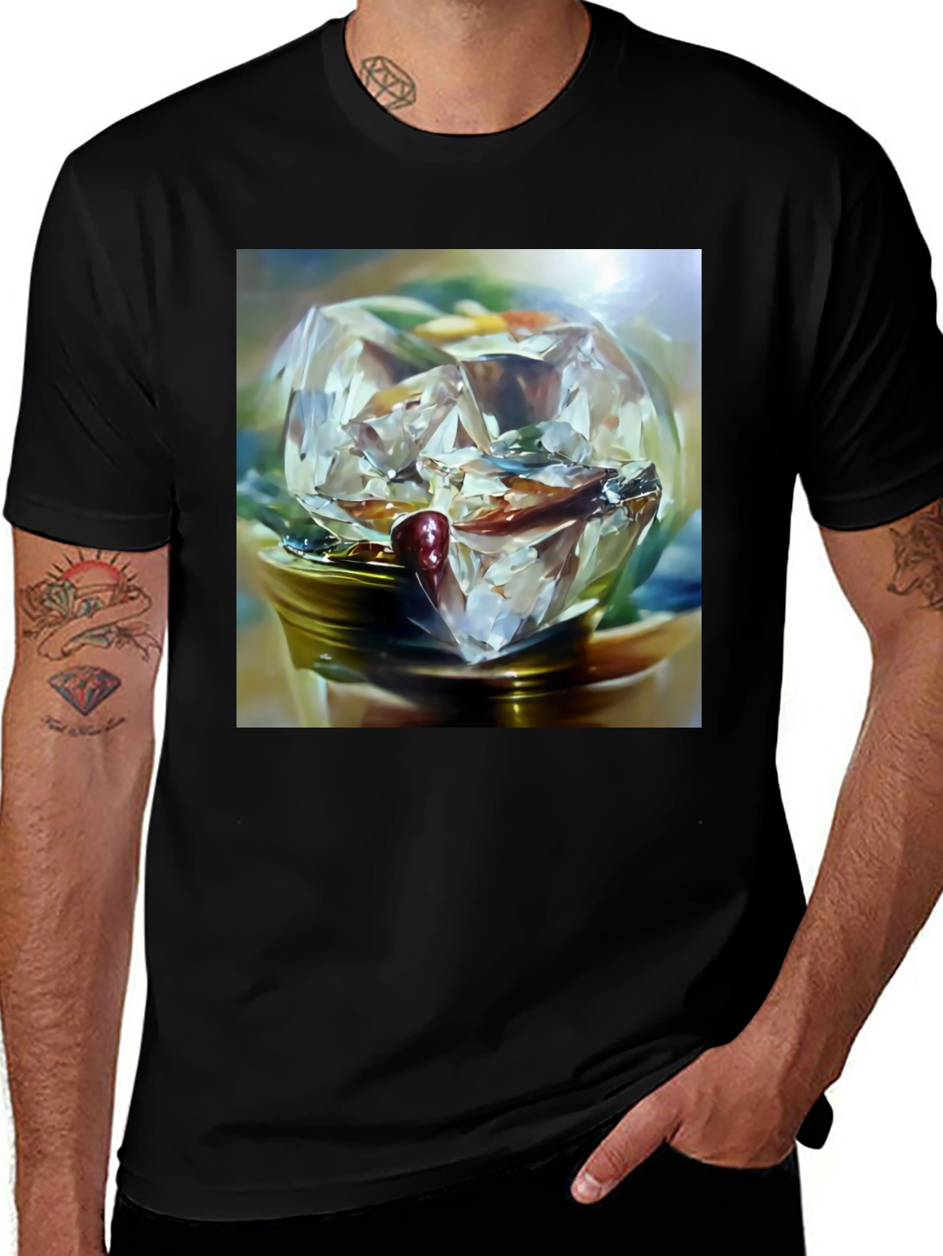 Variant 15 of Diamond Gemstone Graphic Tee - Modern Art Style