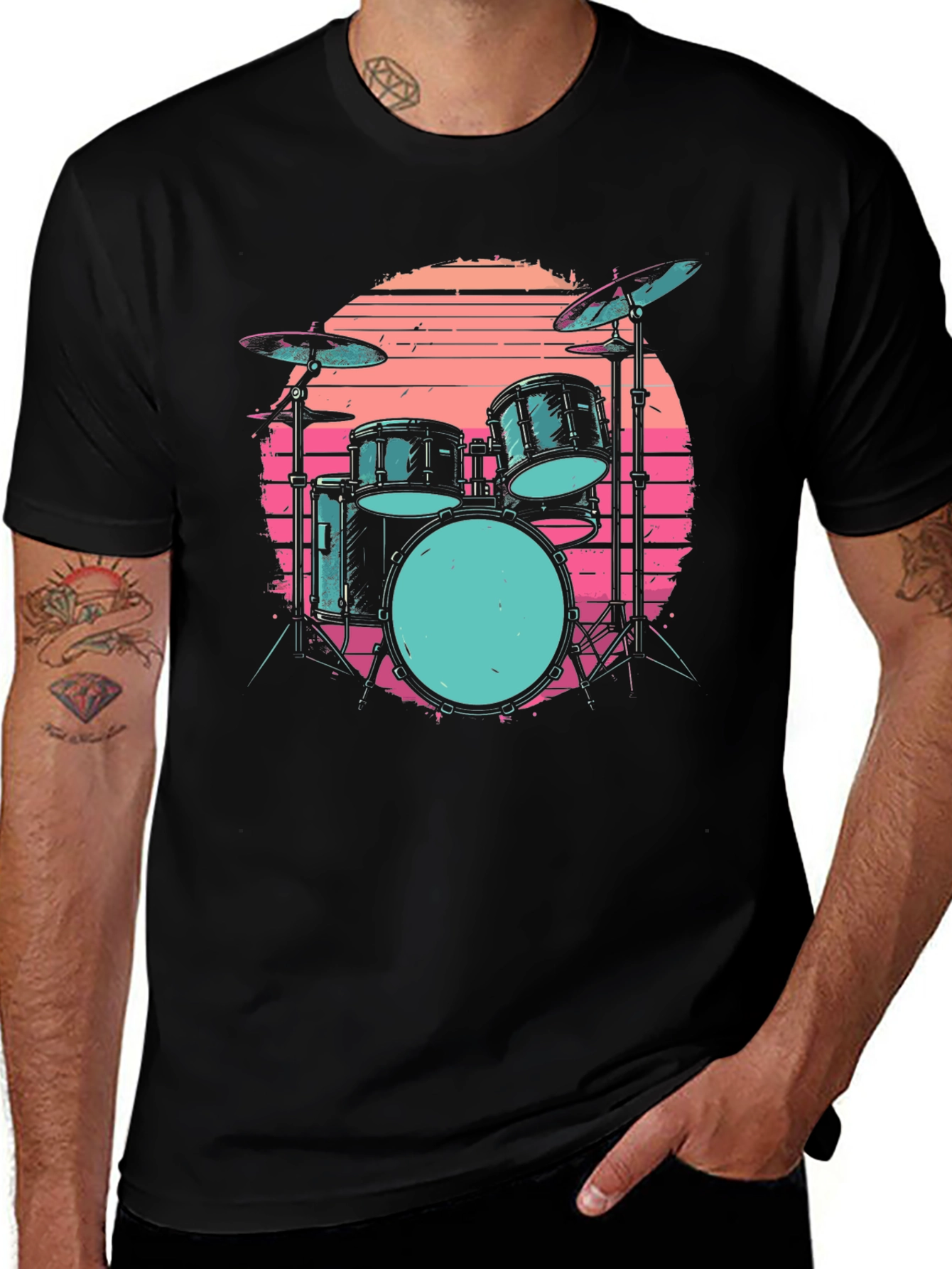 Retro Drum Set Graphic Tee