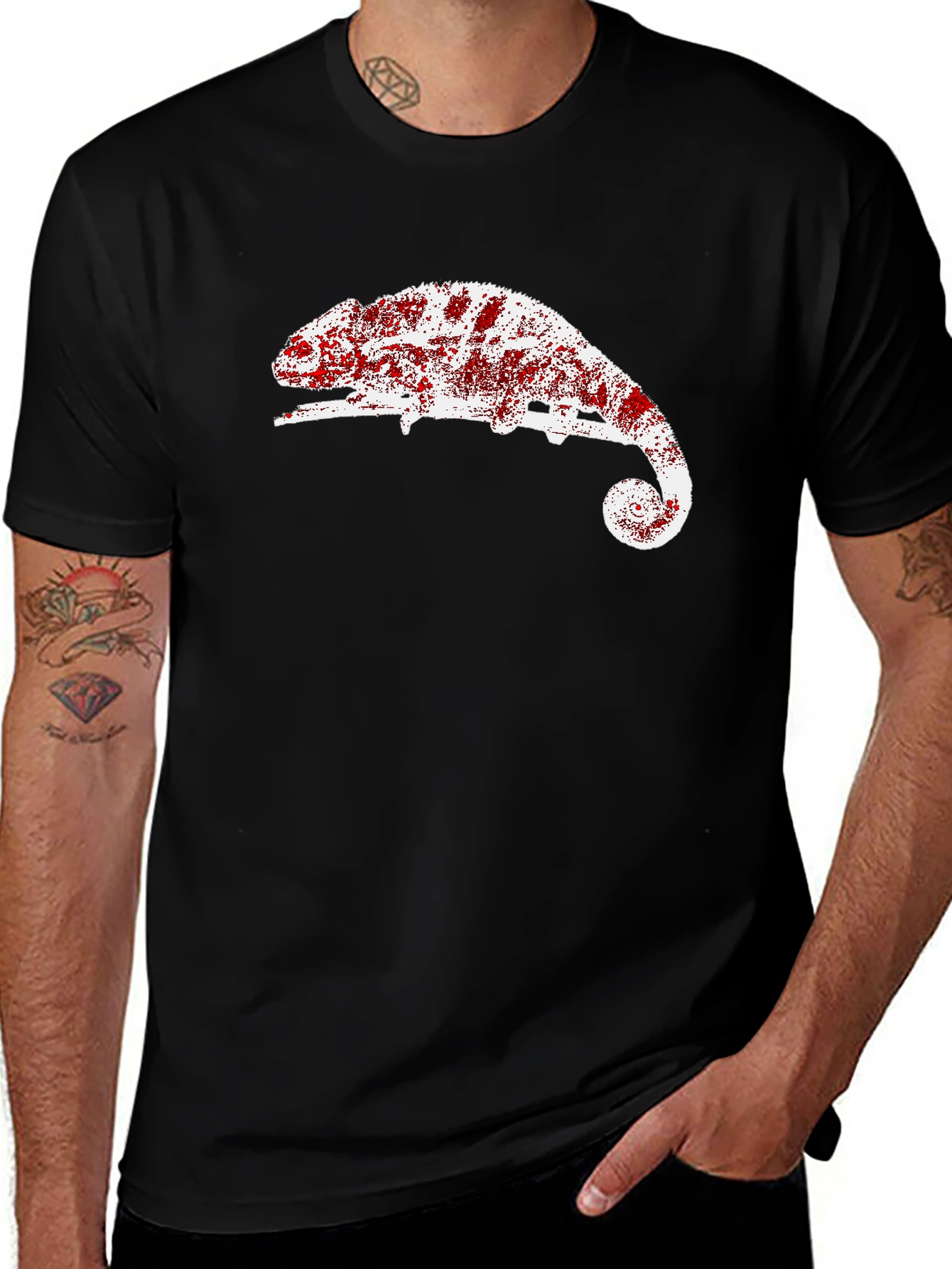 Variant 29 of Chameleon Graphic Tee - Men's Black T-Shirt