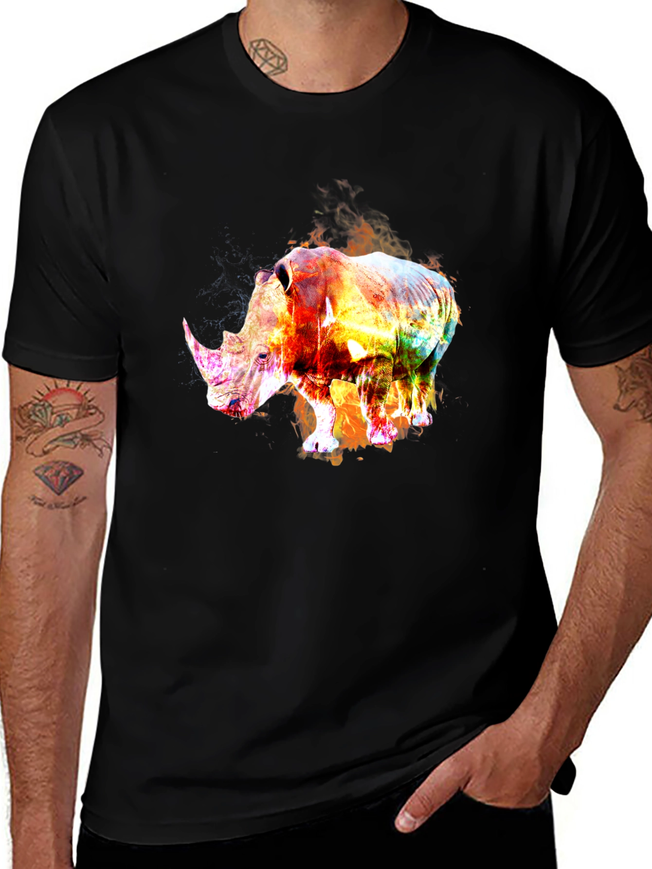 Variant 21 of Fiery Rhino Graphic Tee - Black T-Shirt