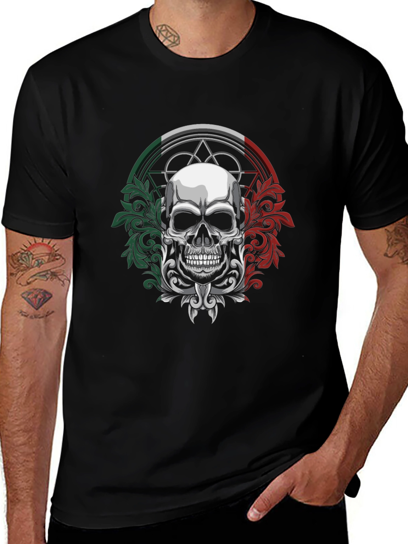 Variant 2 of Skull with Italian Flag T-Shirt