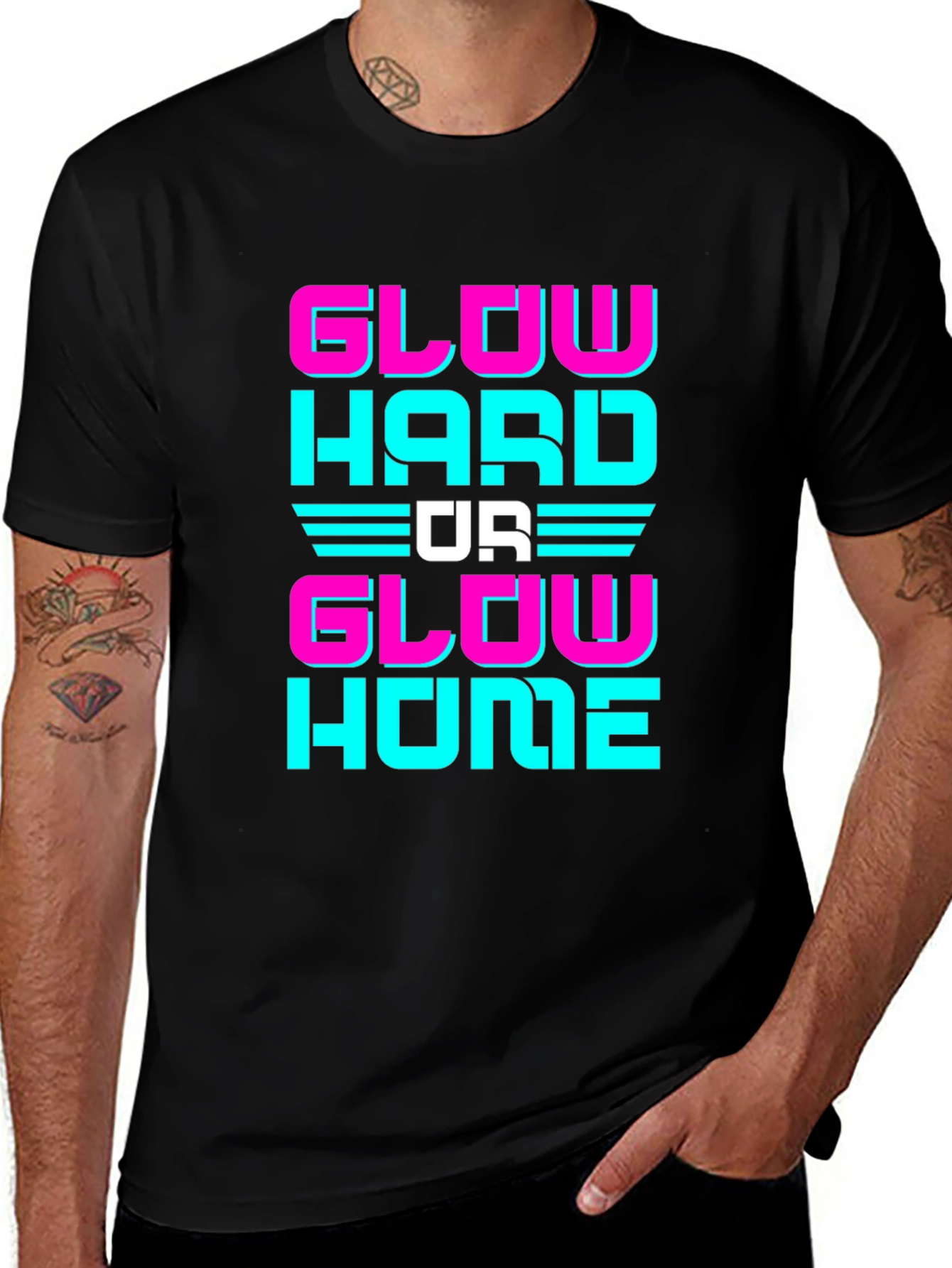 Variant 27 of Glow Hard Or Glow Home Graphic Tee