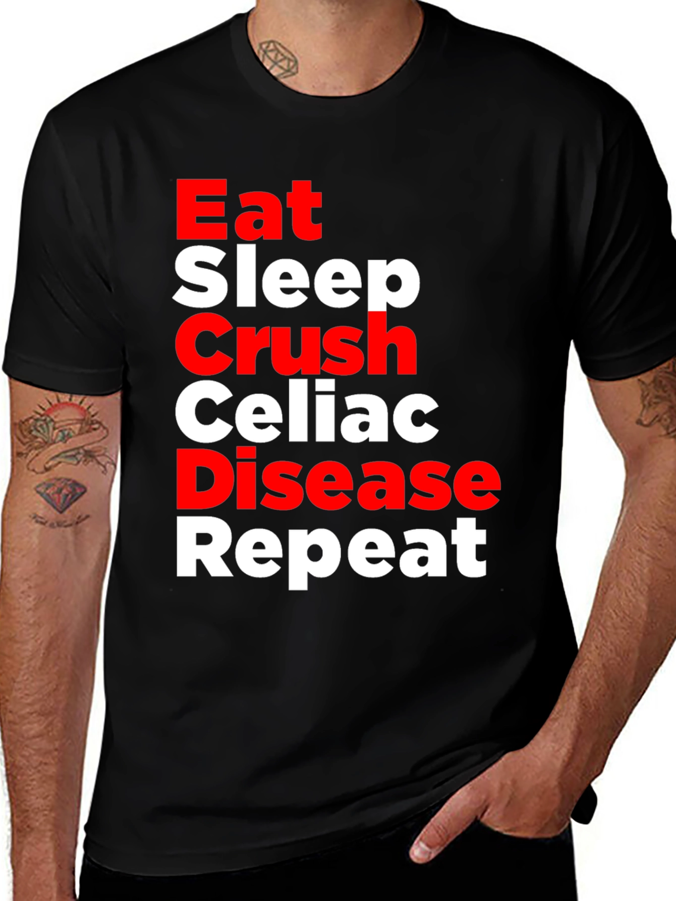 Variant 10 of Eat Sleep Crush Celiac Disease Repeat T-Shirt