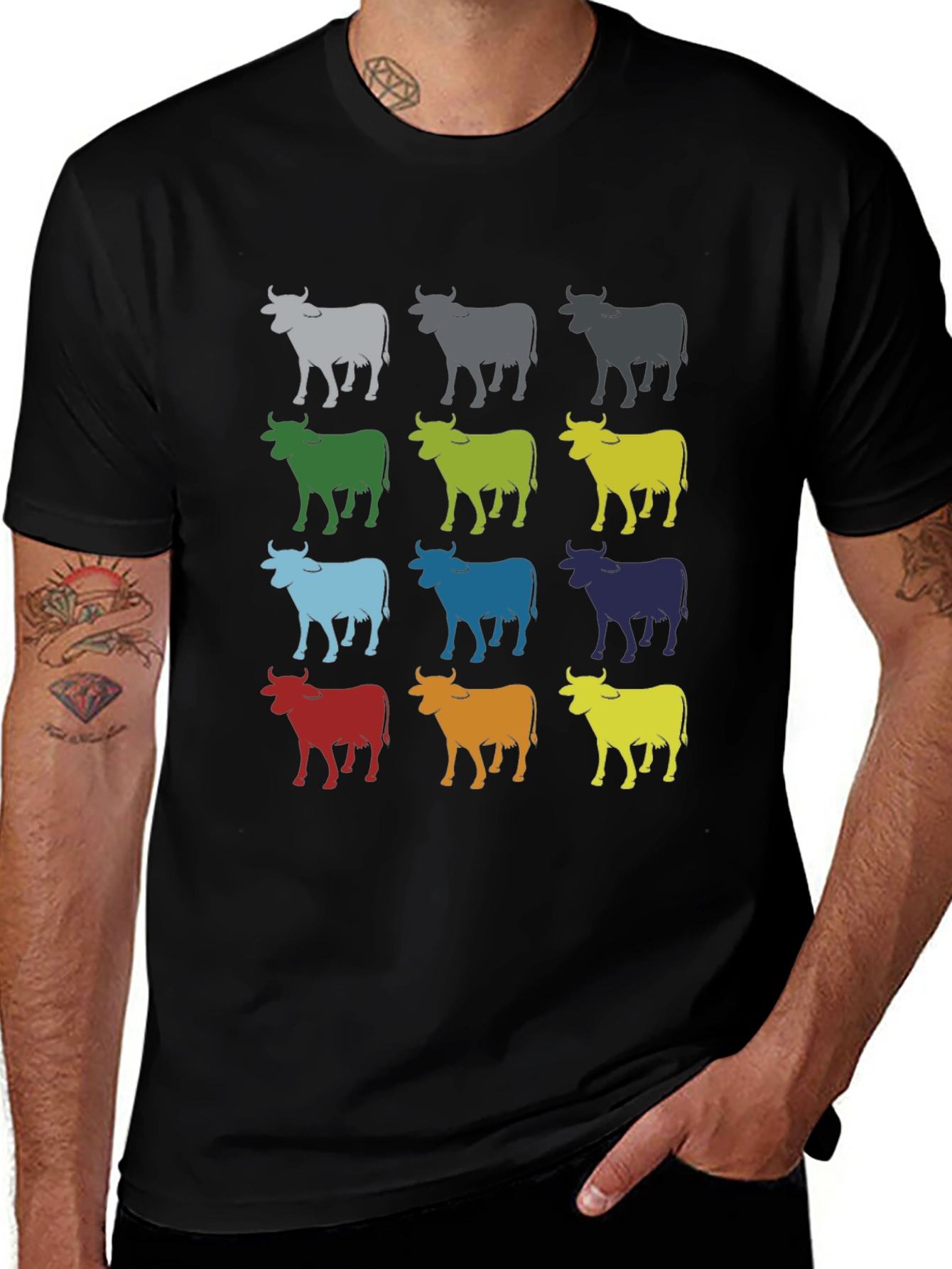 Variant 18 of Colorful Cow Pattern T-Shirt