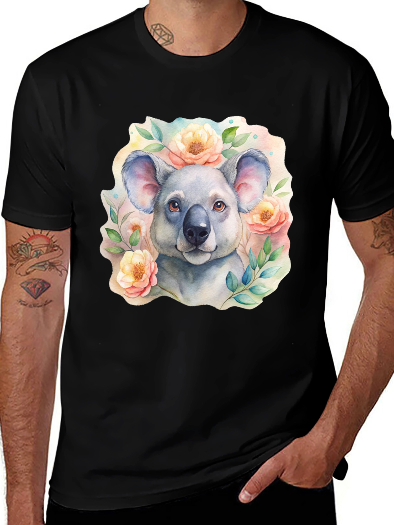 Variant 26 of Koala & Floral T-Shirt: Cute & Stylish Tee