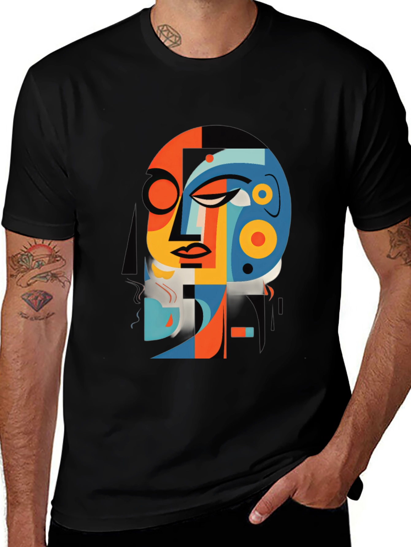 Variant 25 of Abstract Face Graphic Tee - Modern Art Shirt