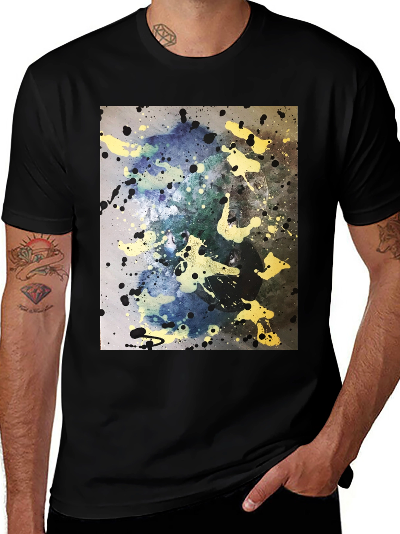 Variant 22 of Abstract Splatter Art Black T-Shirt