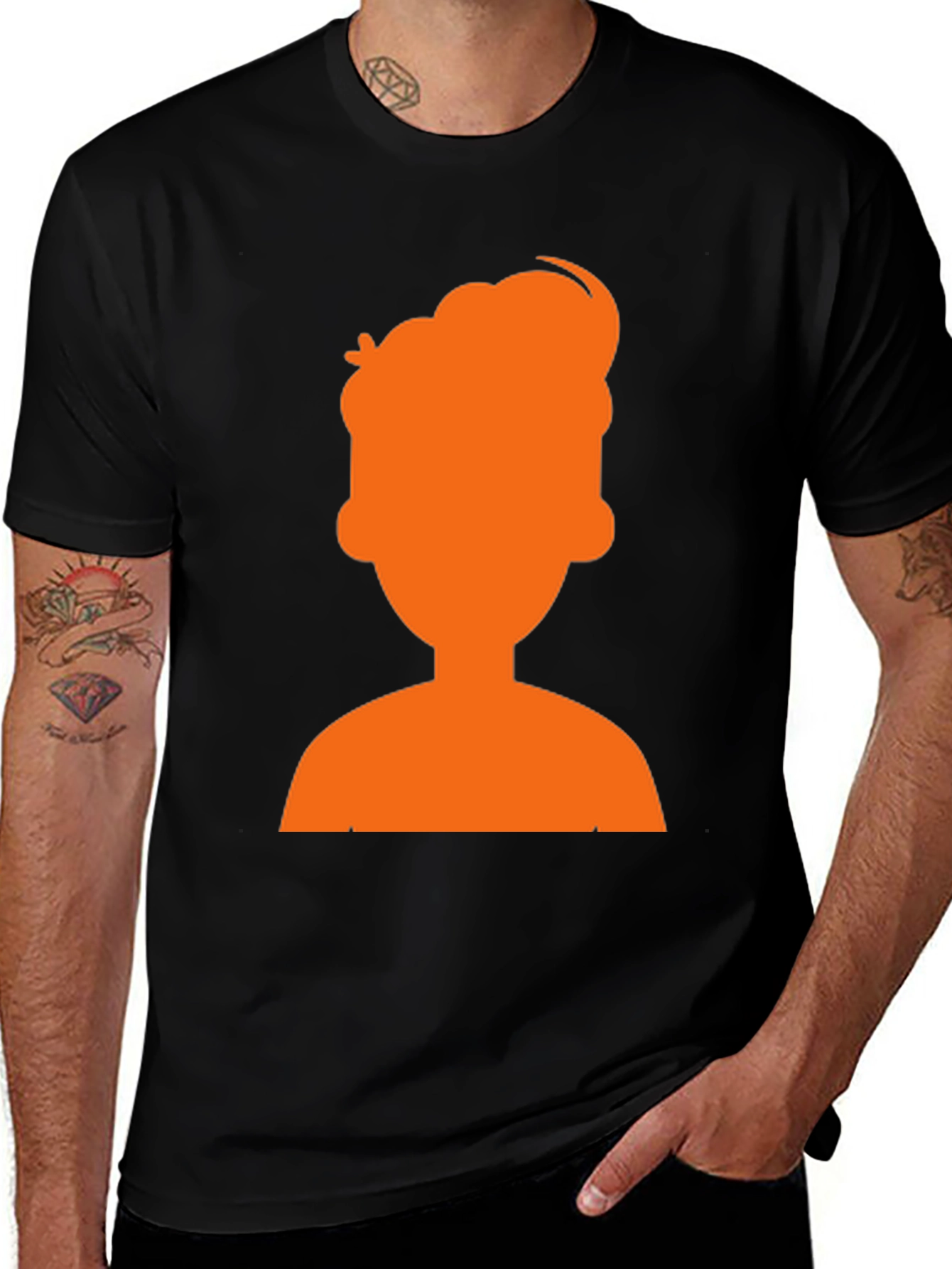 Variant 8 of Orange Silhouette Graphic Black T-Shirt