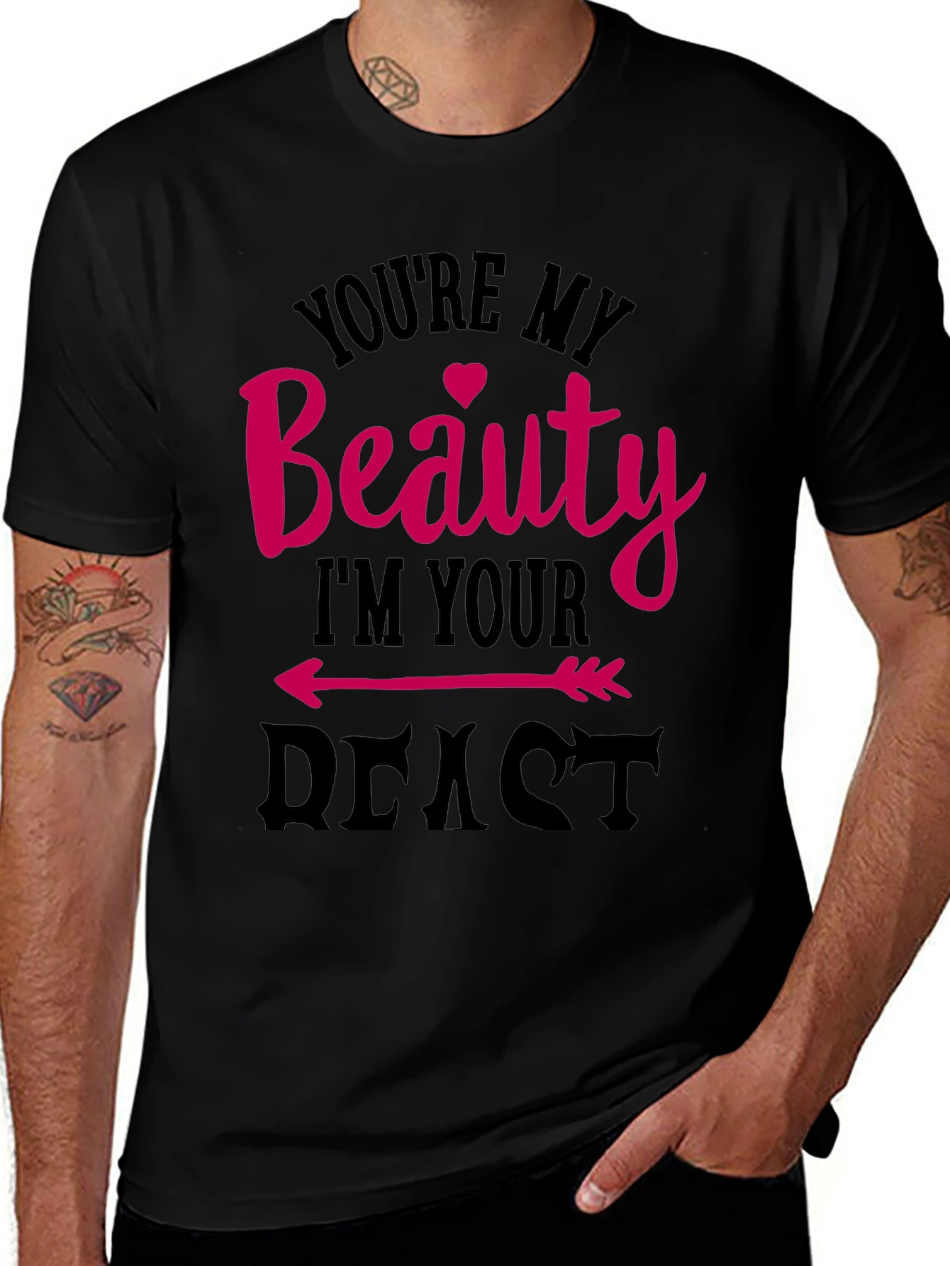 Variant 5 of Beauty and Beast Graphic T-Shirt - Couples Tee