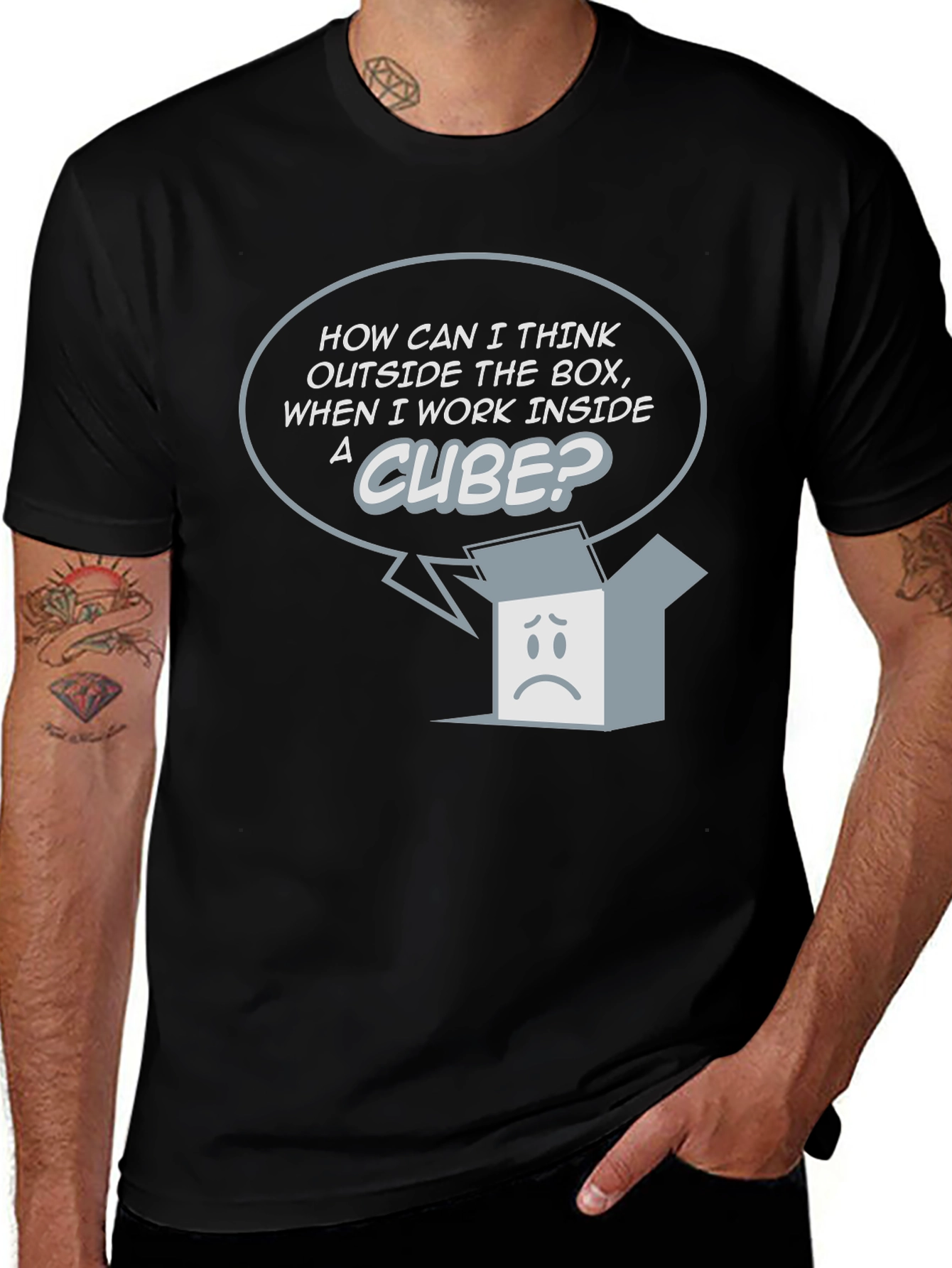 Variant 24 of Cube Humor Graphic T-Shirt - Think Outside the Box!