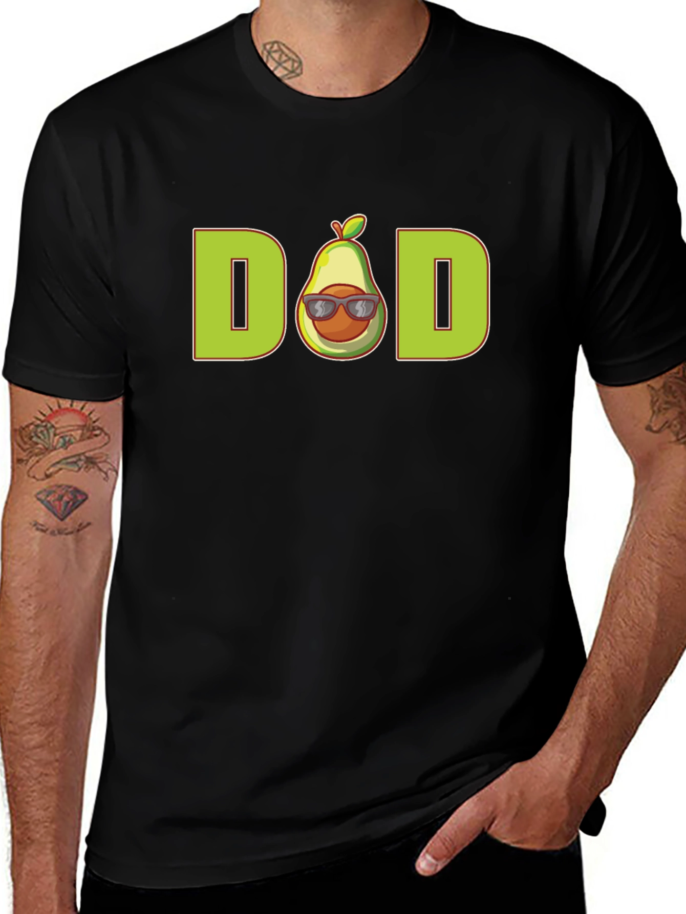 Variant 17 of Avocado Dad Graphic T-Shirt - Black Casual Tee