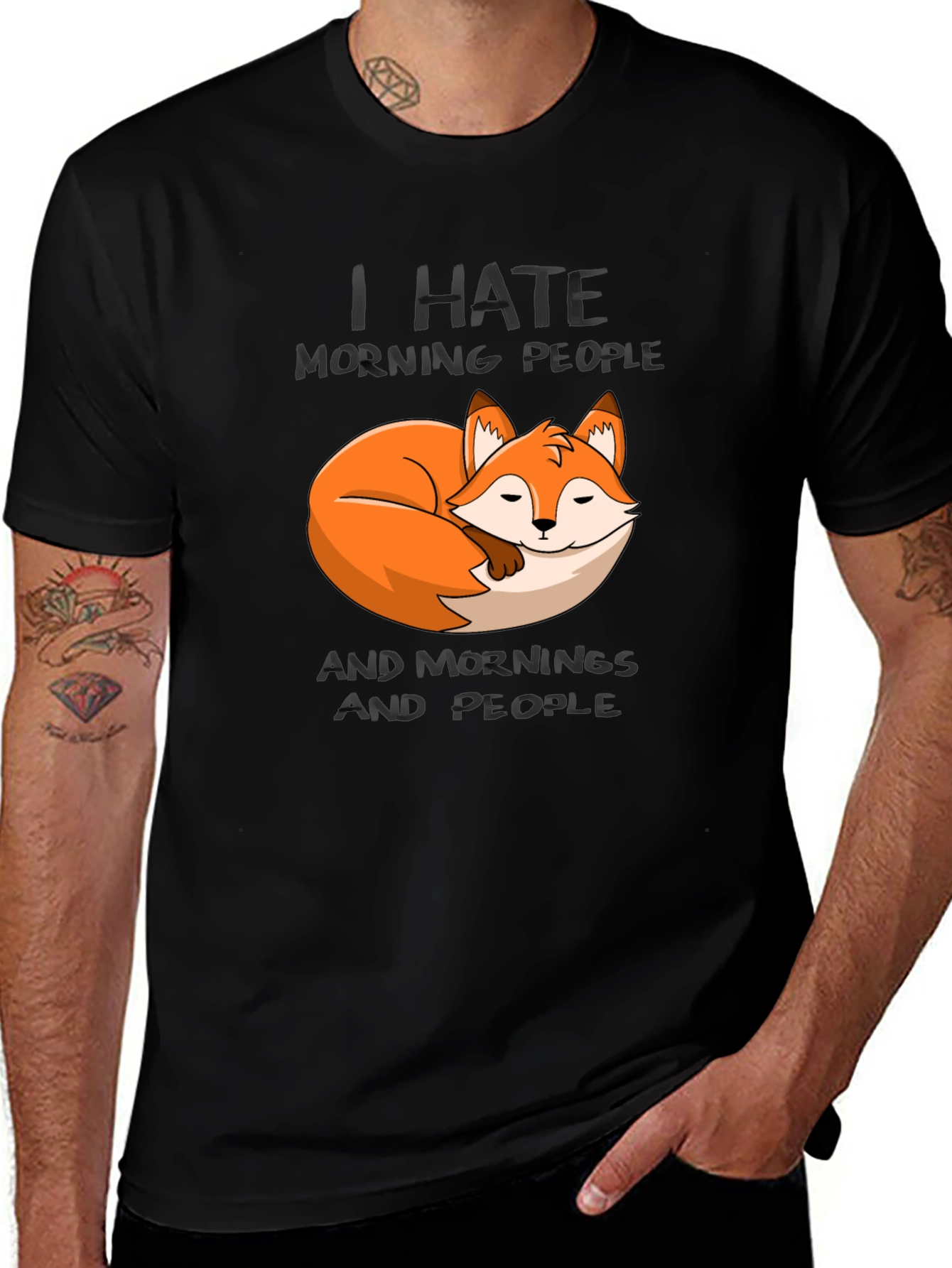 Variant 18 of I Hate Morning People Fox Graphic T-Shirt