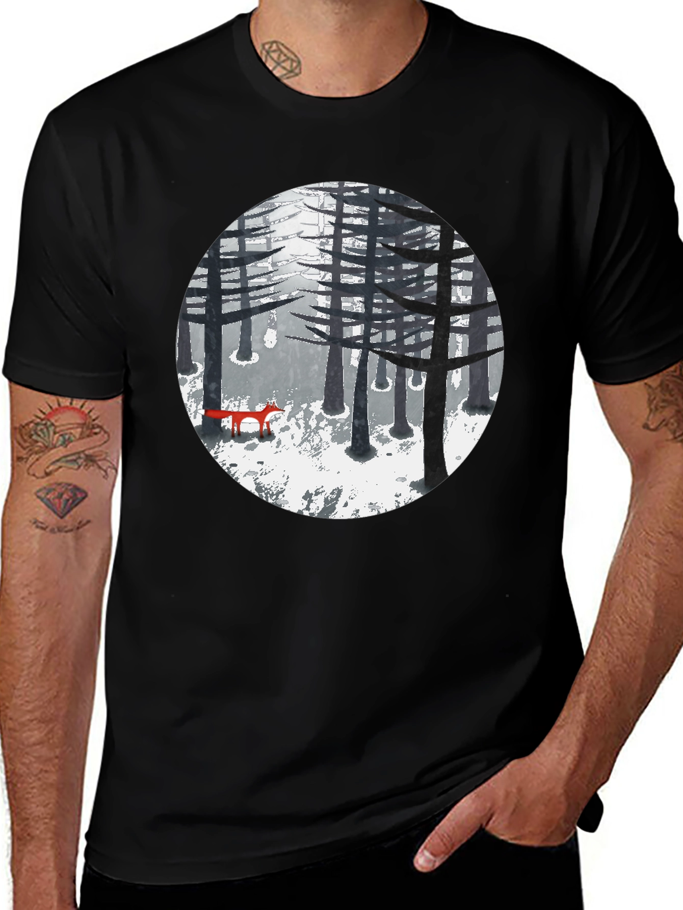 Variant 7 of Fox in Winter Forest Graphic Tee