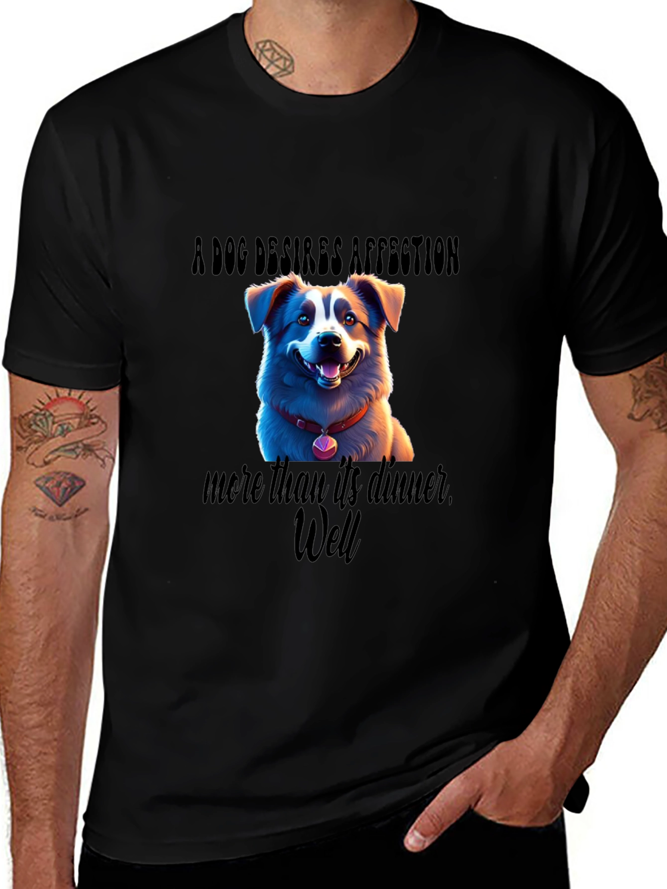 Variant 15 of Dog Lover's T-Shirt: Affection Over Dinner