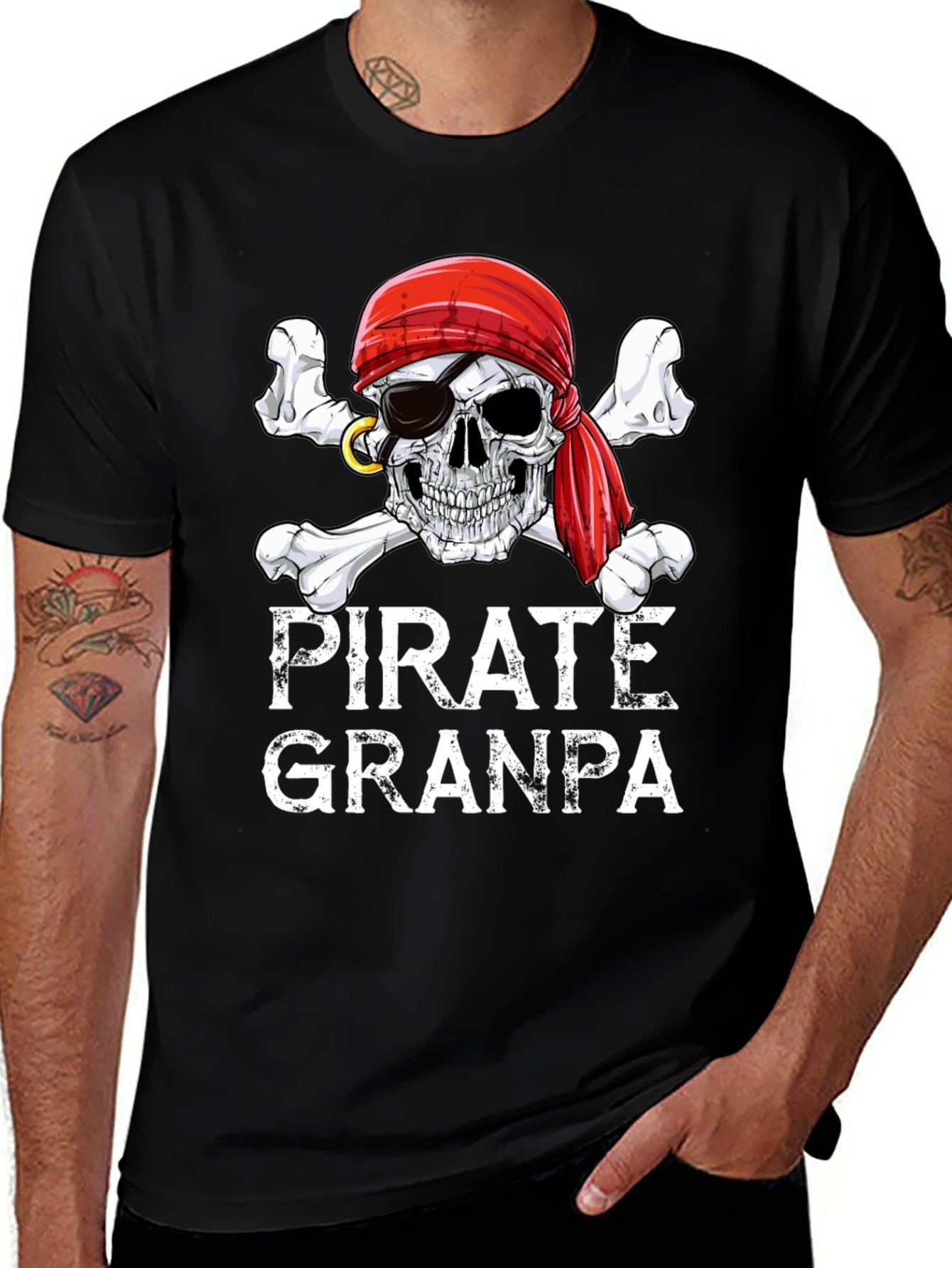 Pirate Granpa T-Shirt, Skull & Crossbones Graphic Tee