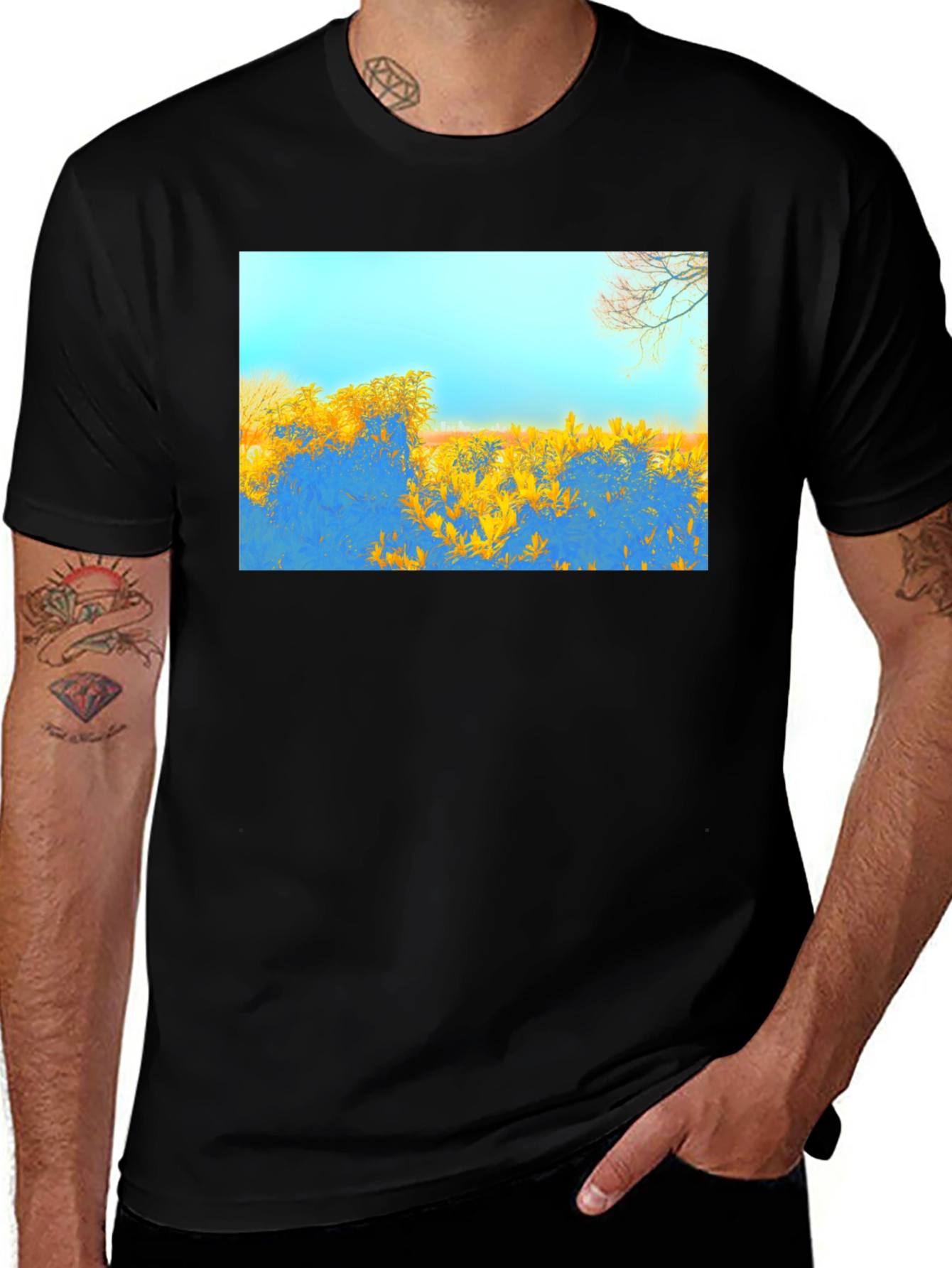 Variant 5 of Abstract Landscape Graphic Tee - Black Cotton Blend