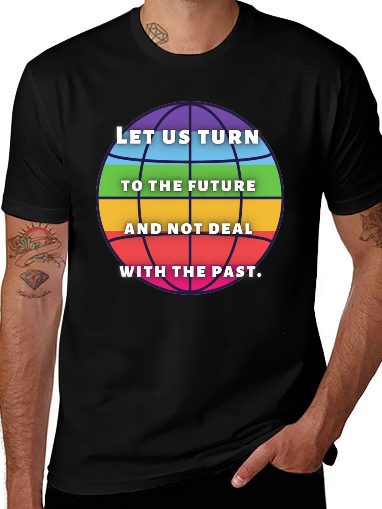 Variant 10 of Inspirational Rainbow Globe Graphic T-Shirt