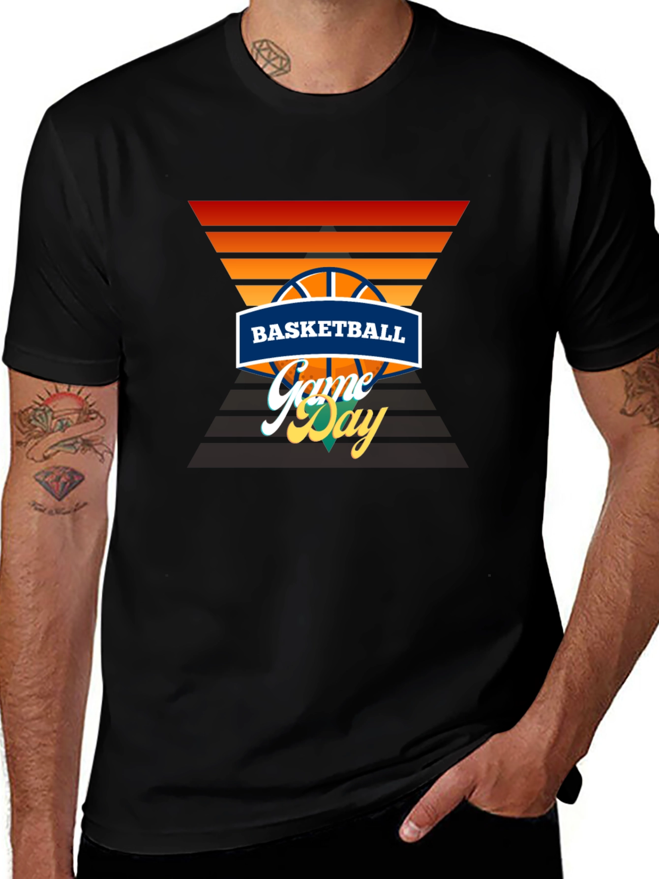 Variant 29 of Basketball Game Day Graphic Tee - Black