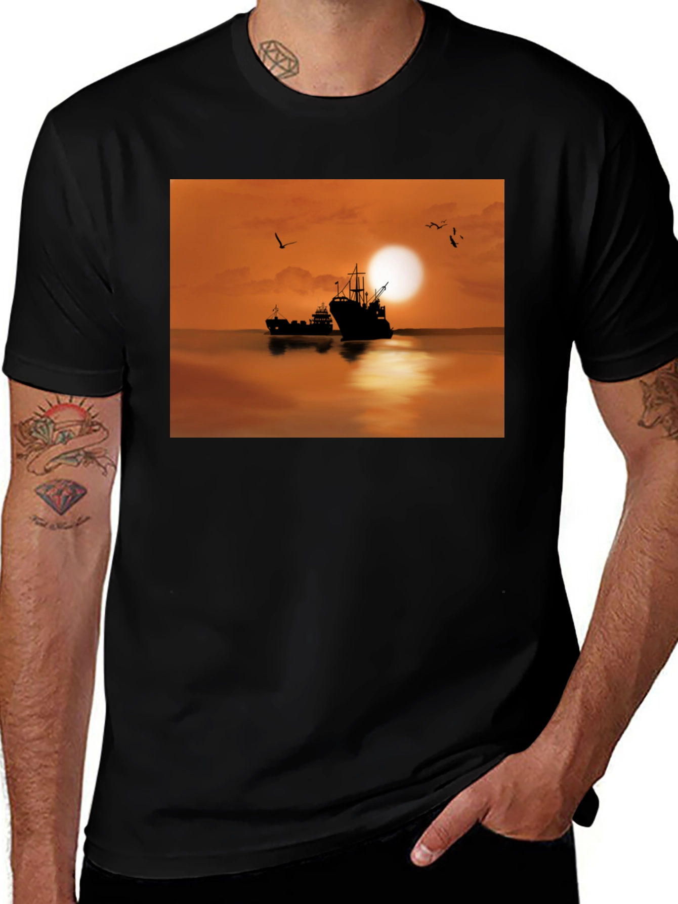 Sunset Fishing Boat T-Shirt