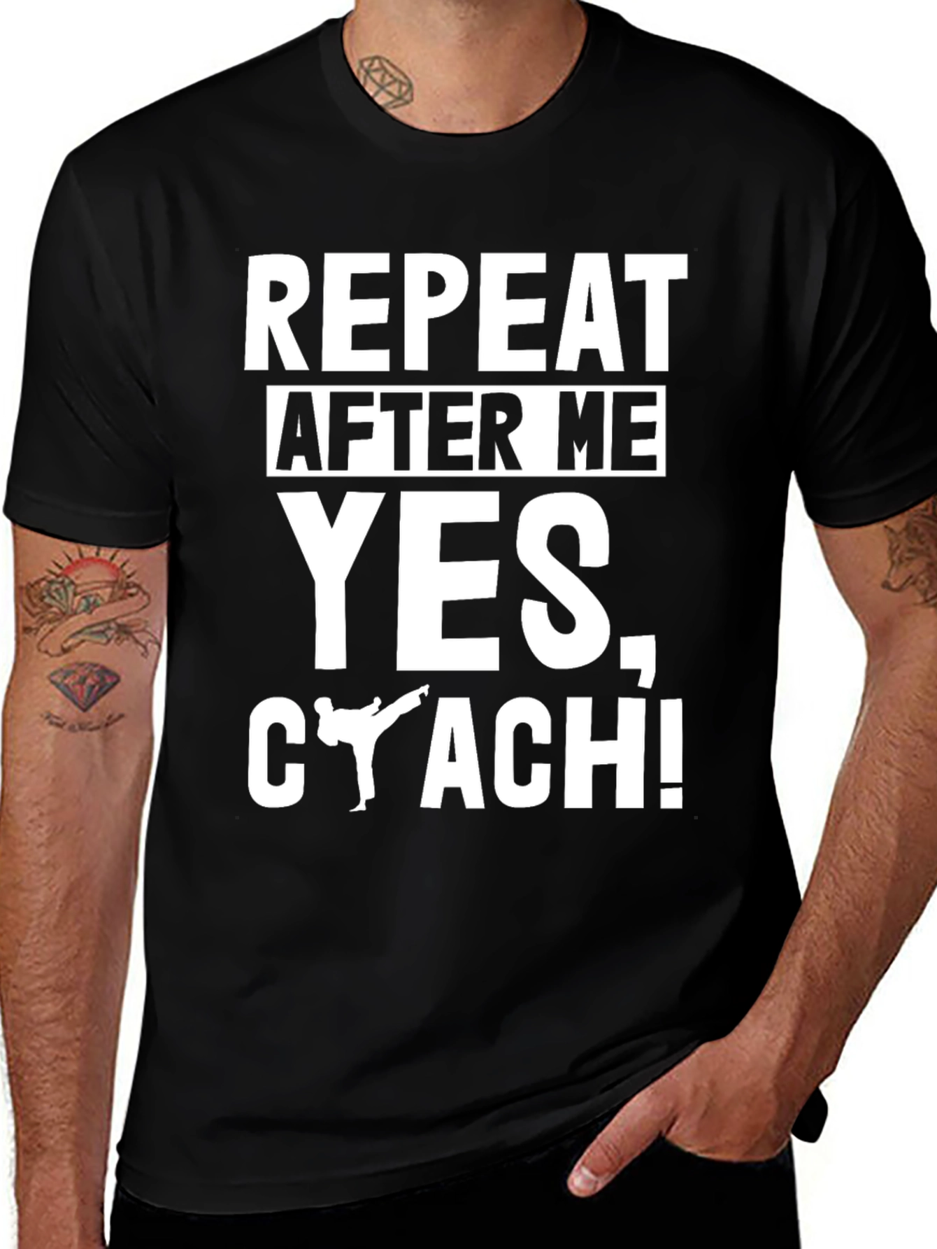 Black Repeat After Me Yes, Coach! T-Shirt main image